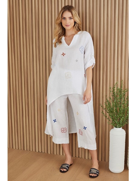 LINEN HIGH LOW WITH EMBROIDERY