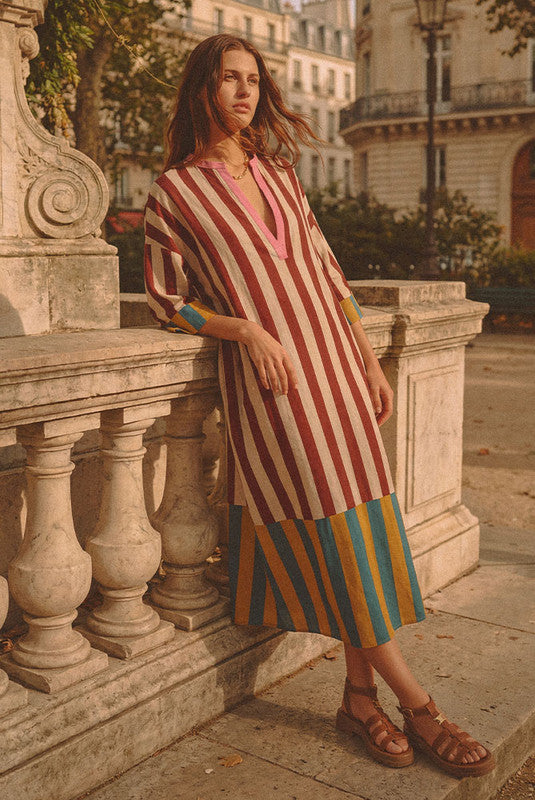 STRIPE KAFTAN DRESS