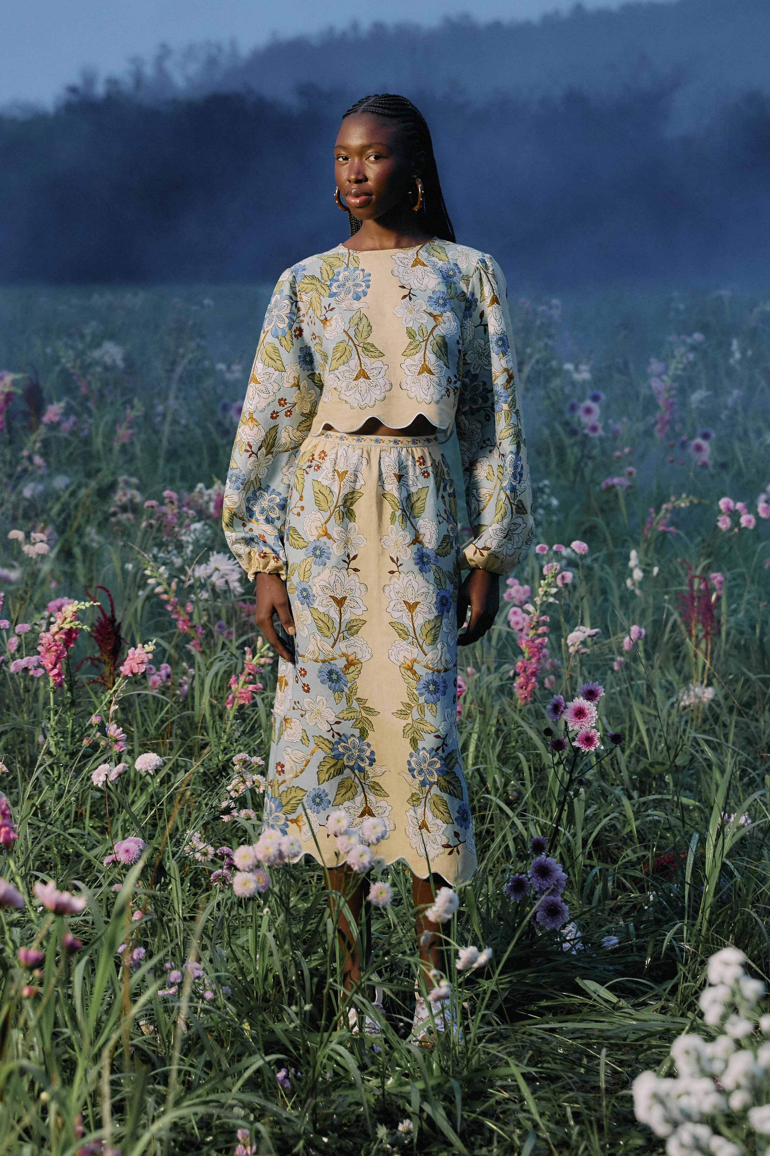 GARDEN SCARF MIDI SKIRT