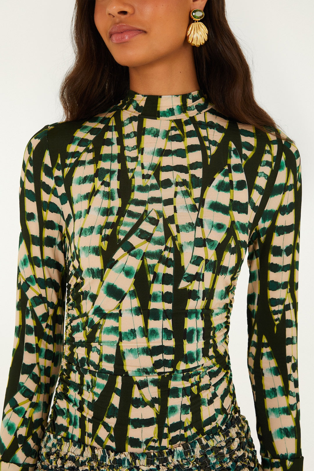 FARM RIO STRIPED LEAVES BLOUSE