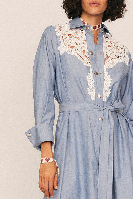 CROCHET DENIM MAXI