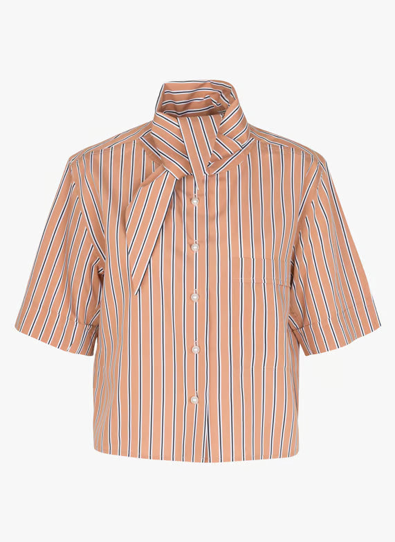 CHEMISE DARK SAND TIE BUTTON