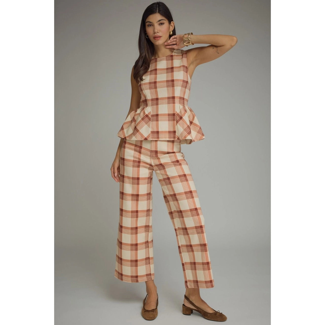 PLAID WIDE LEG PANT