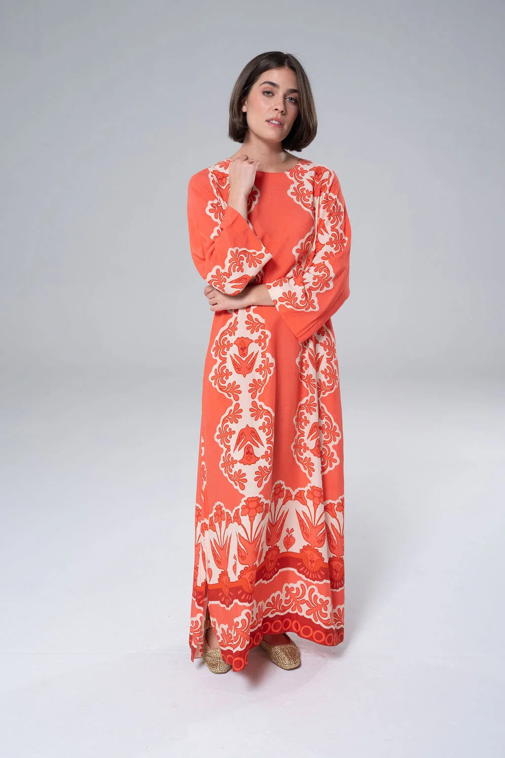 BRITON COURT DIANA LONG SLEEVE MAXI DRESS