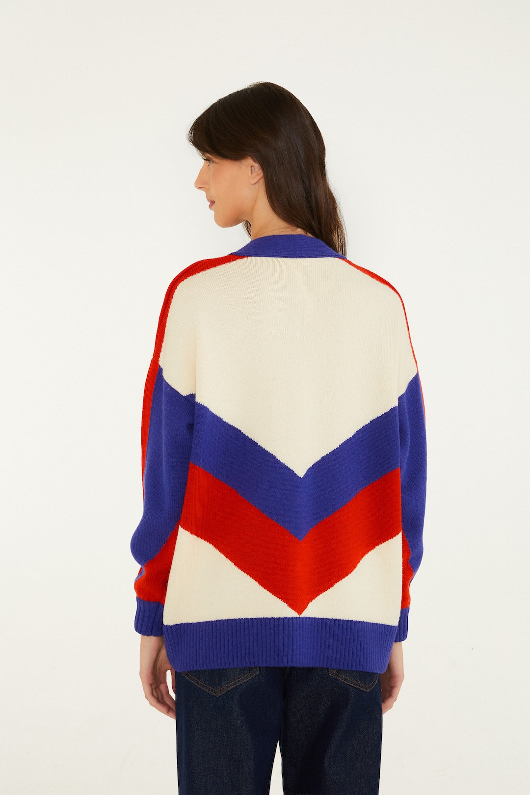 FARM RIO BOLD STRIPE FLOWERS KNIT CARDIGAN
