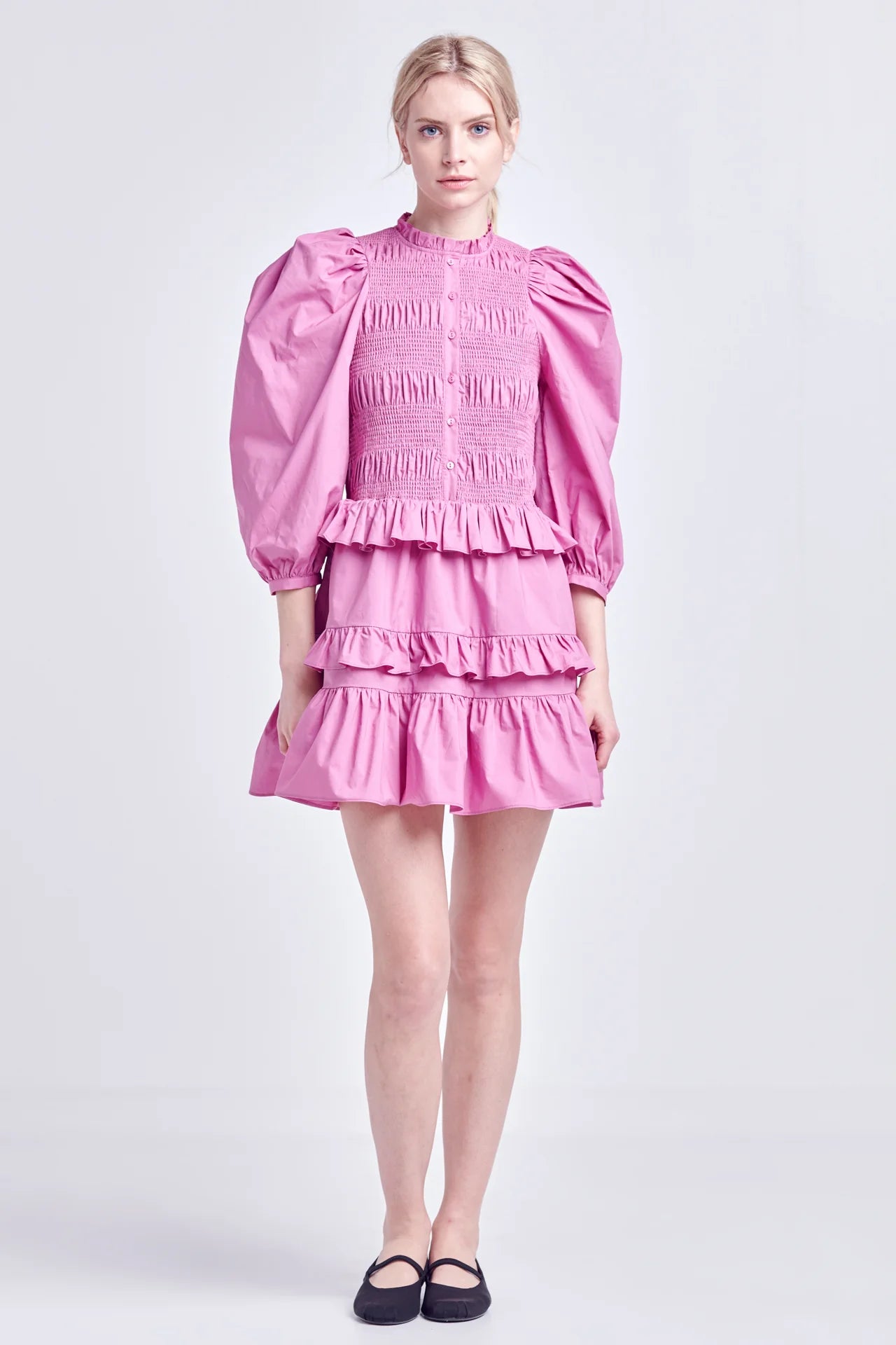 ORCHID SMOCKING MINI DRESS