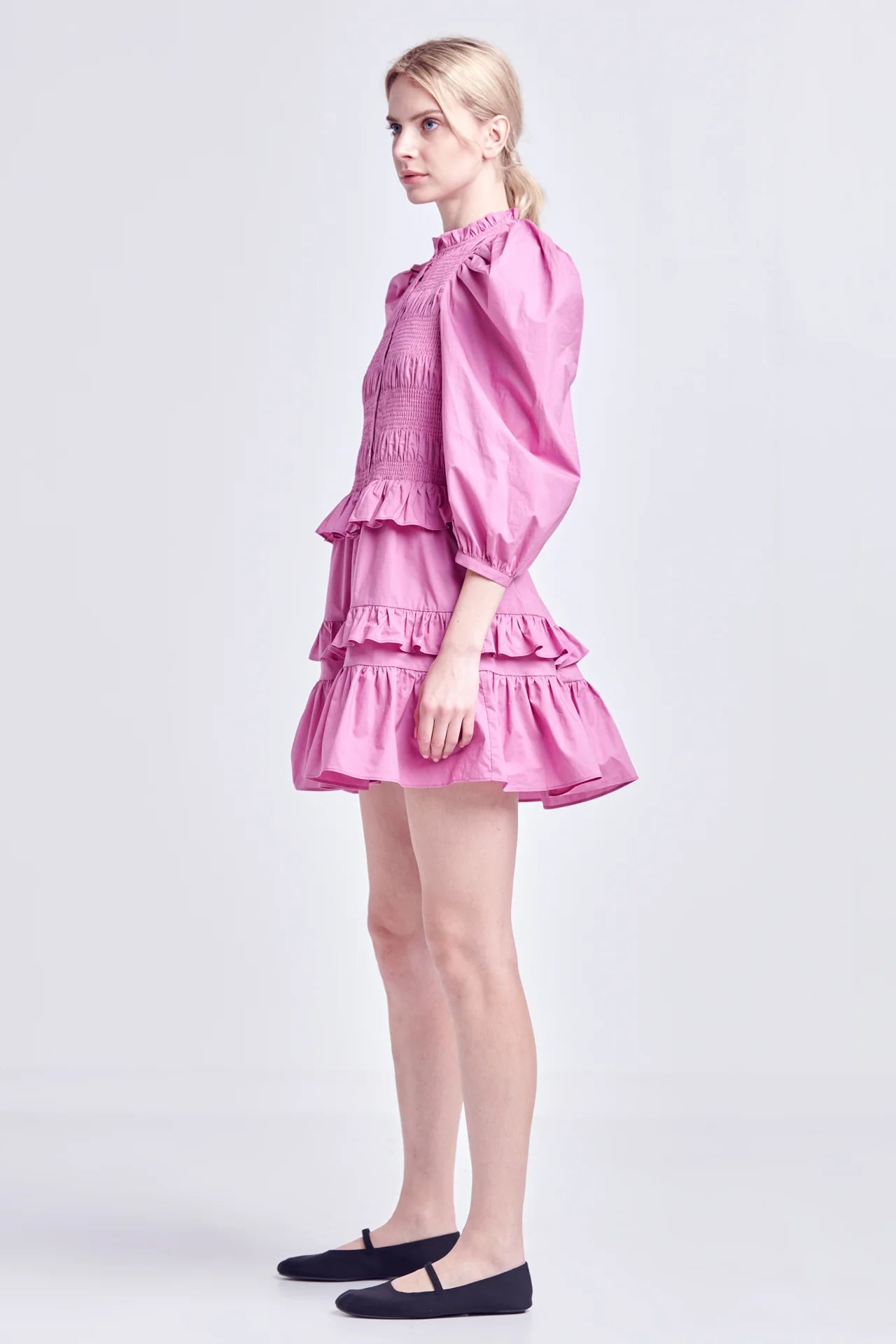 ORCHID SMOCKING MINI DRESS