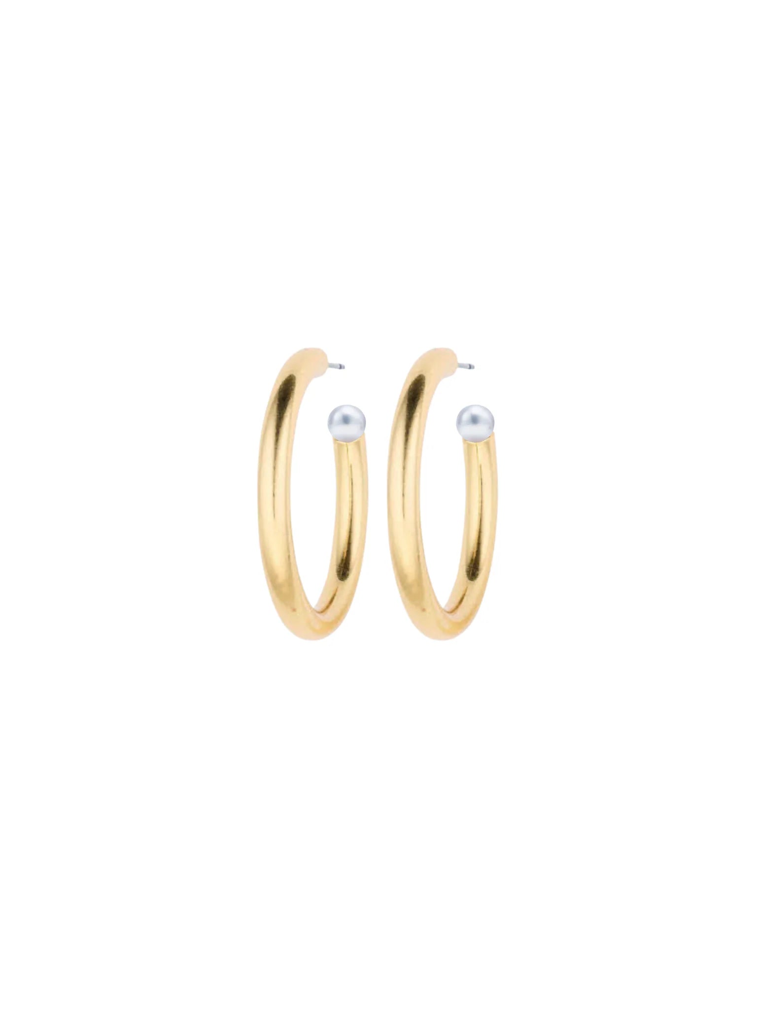 Nicole bathie chunky golden pearl hoops