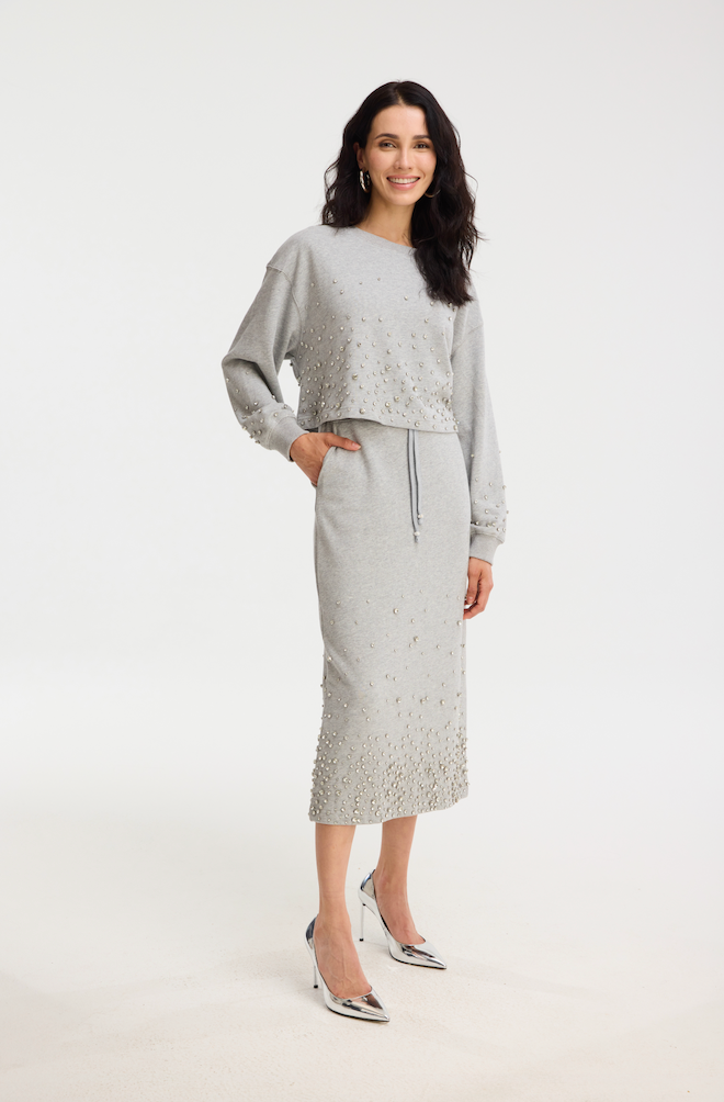 RHINESTONE MIDI SKIRT