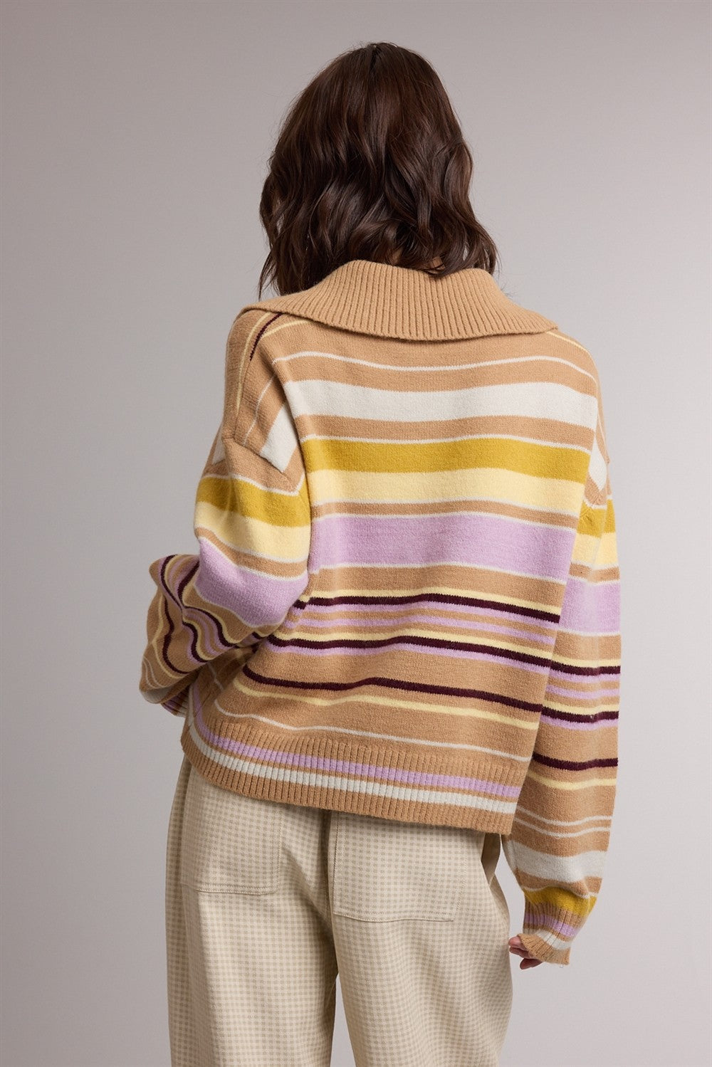 COLLARED STRIPE SWEATER