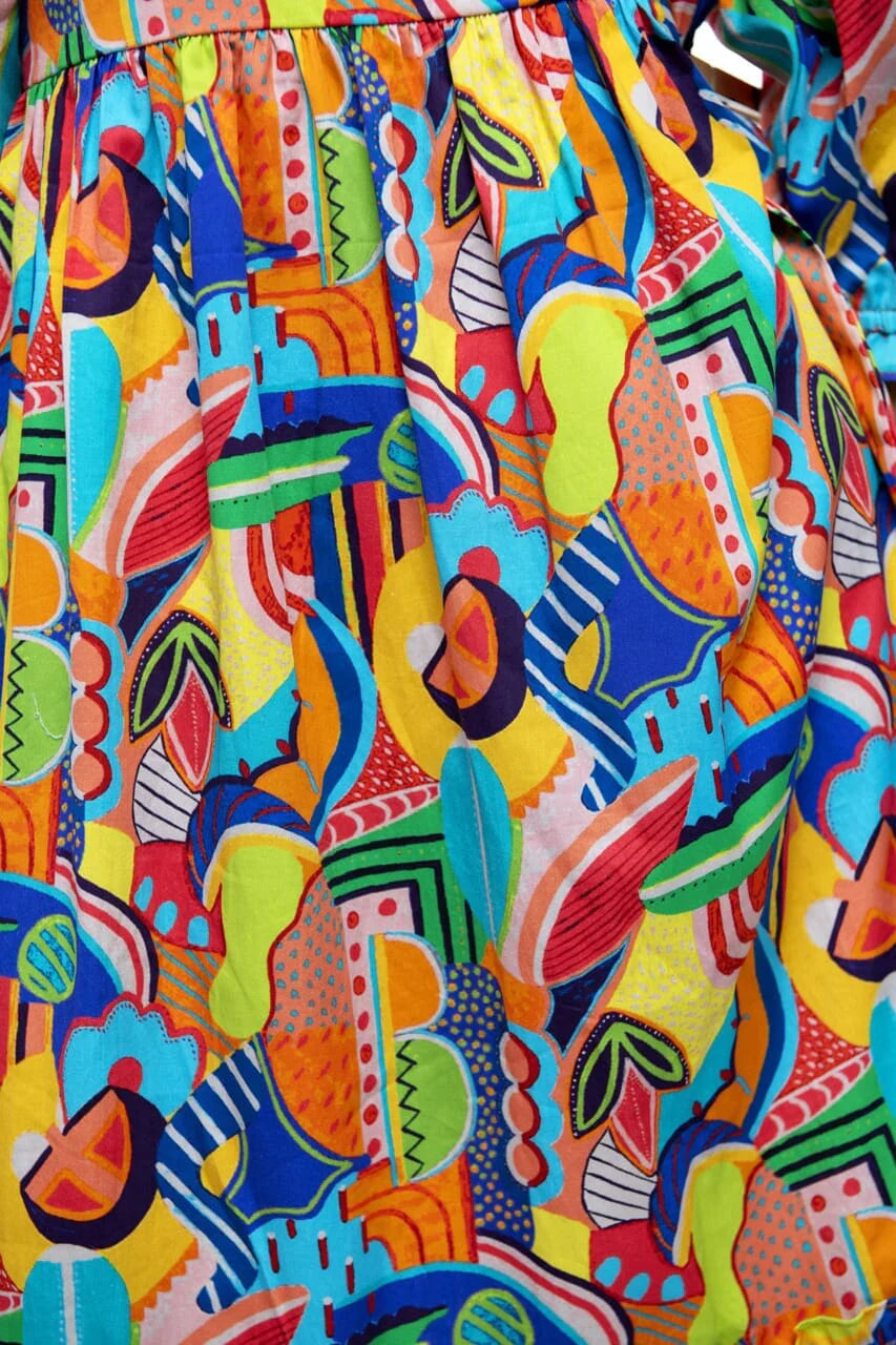Up close of the Briton Courts Market dress.