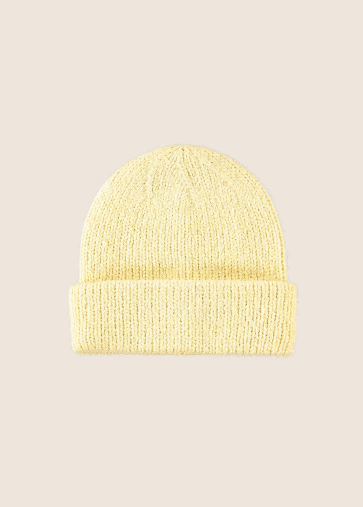 Favorite Daughter butter yellow braided knit beanie with folded cuff