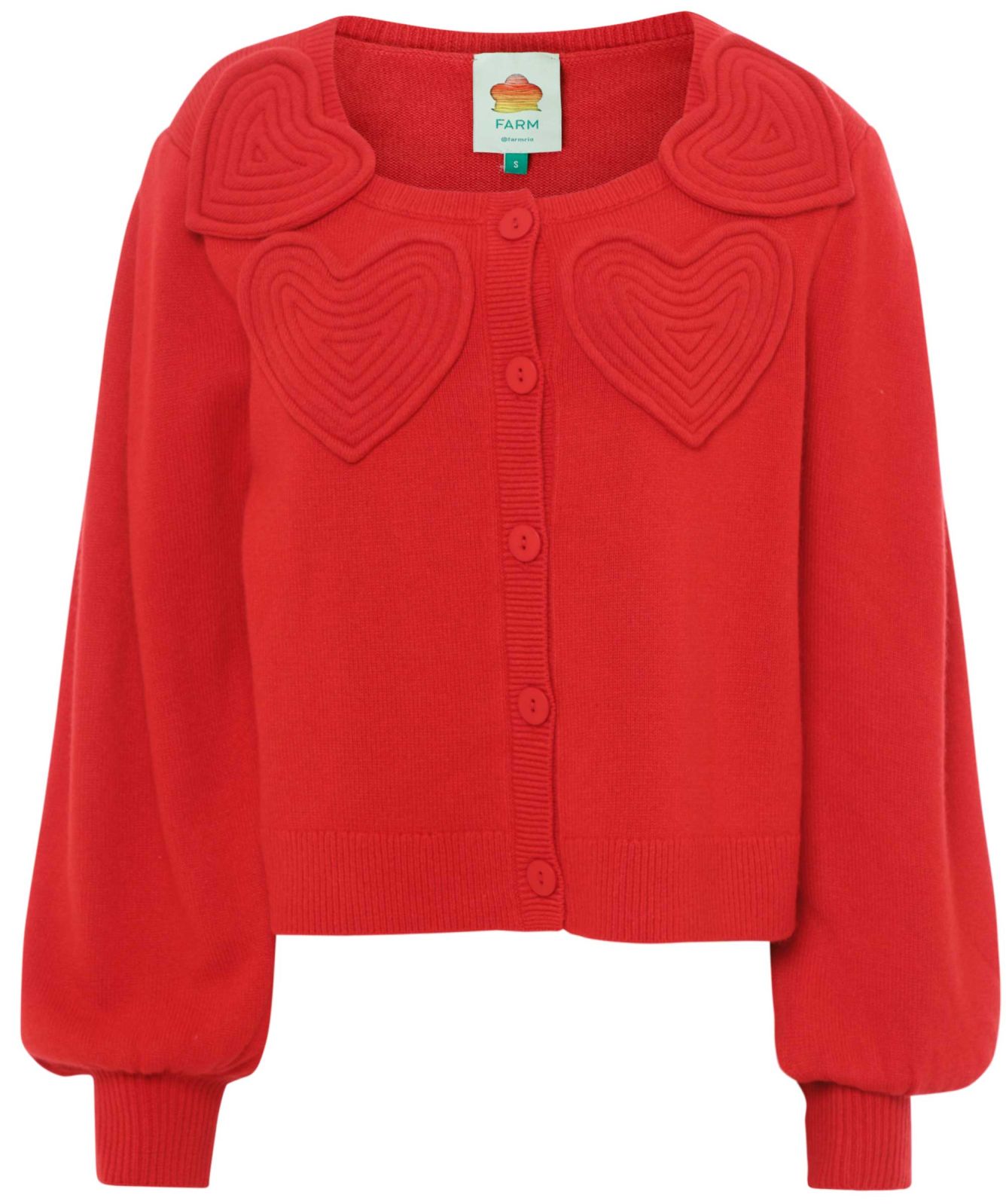 RED HEARTFUL KNIT CARDIGAN