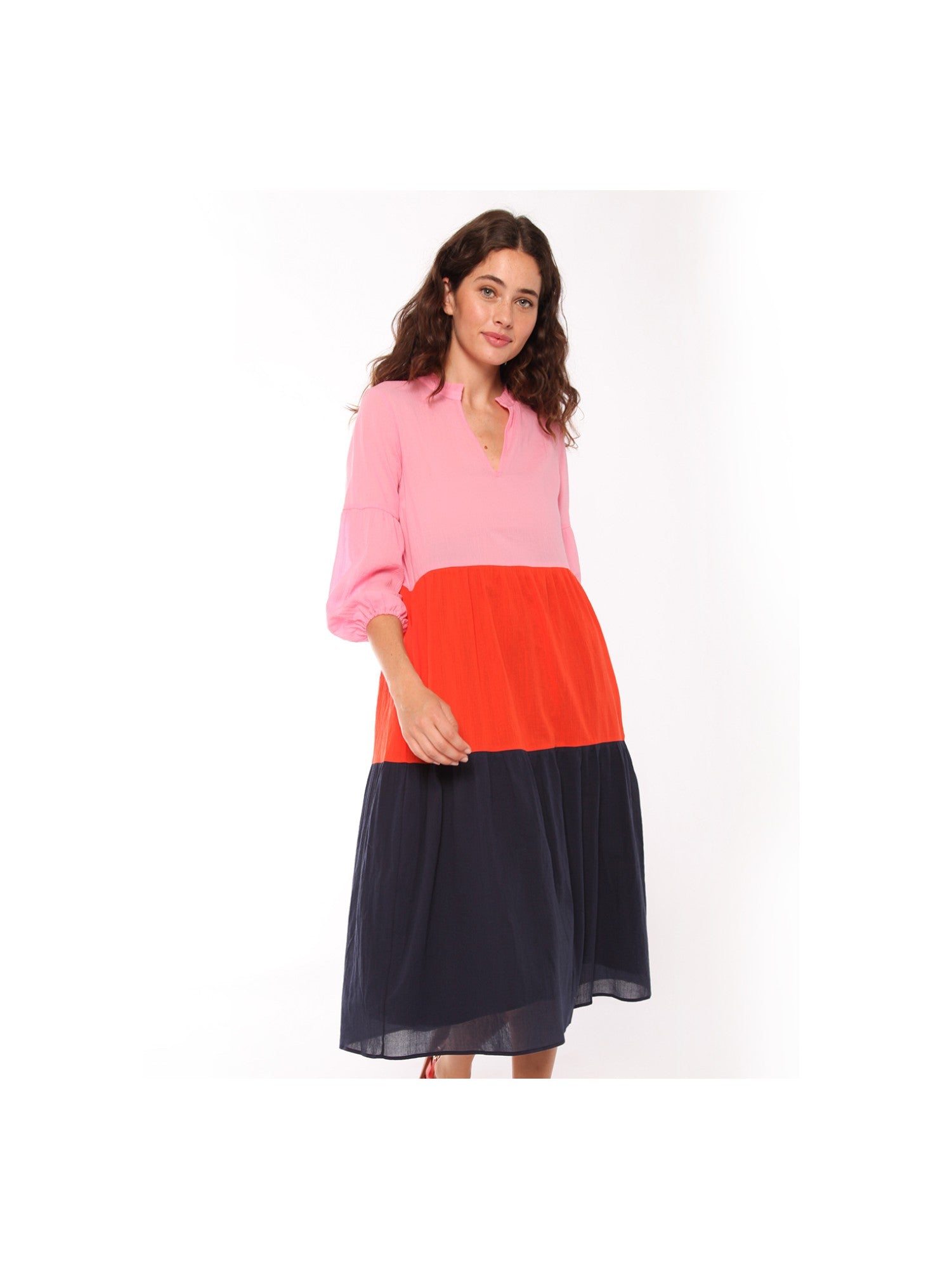 womens color block midi dress