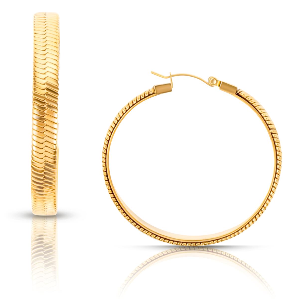 VETTA HERRINGBONE CHAIN HOOPS