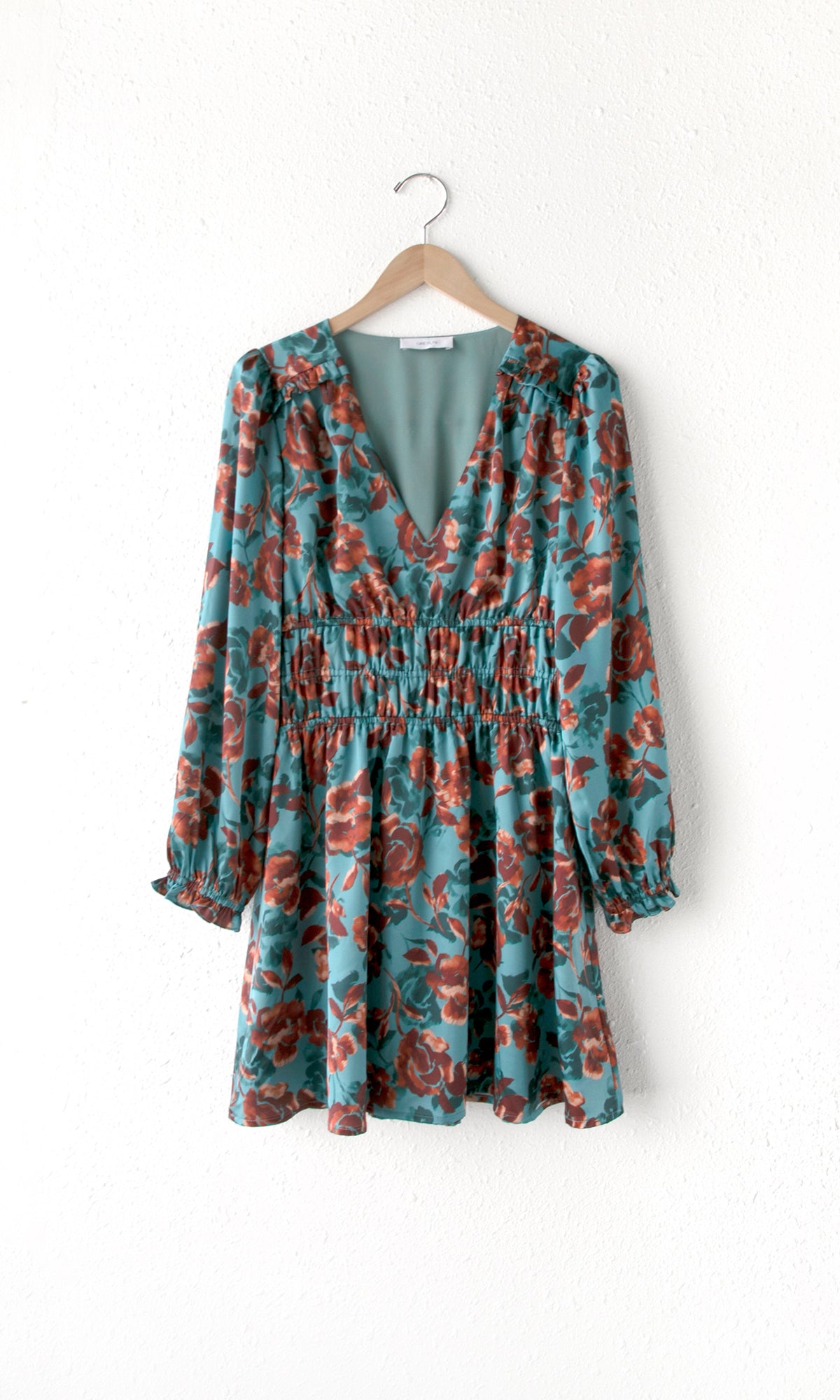 PETINA SMOCKED SATIN DRESS