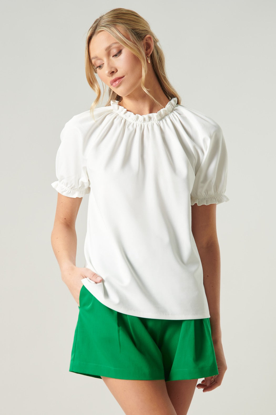 CONSUELA RUFFLE SLEEVE BLOUSE