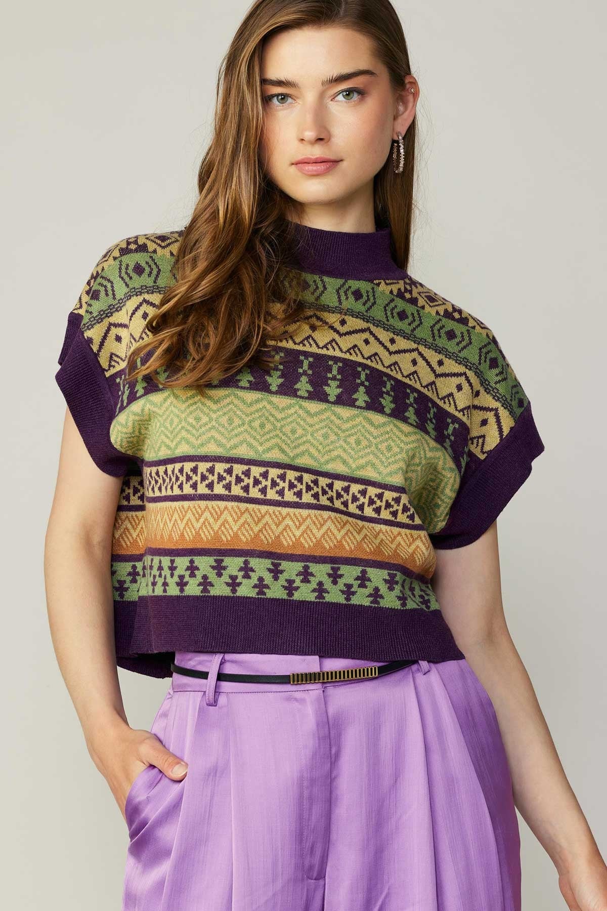 DROP SHOULDER CROPPED SWEATER