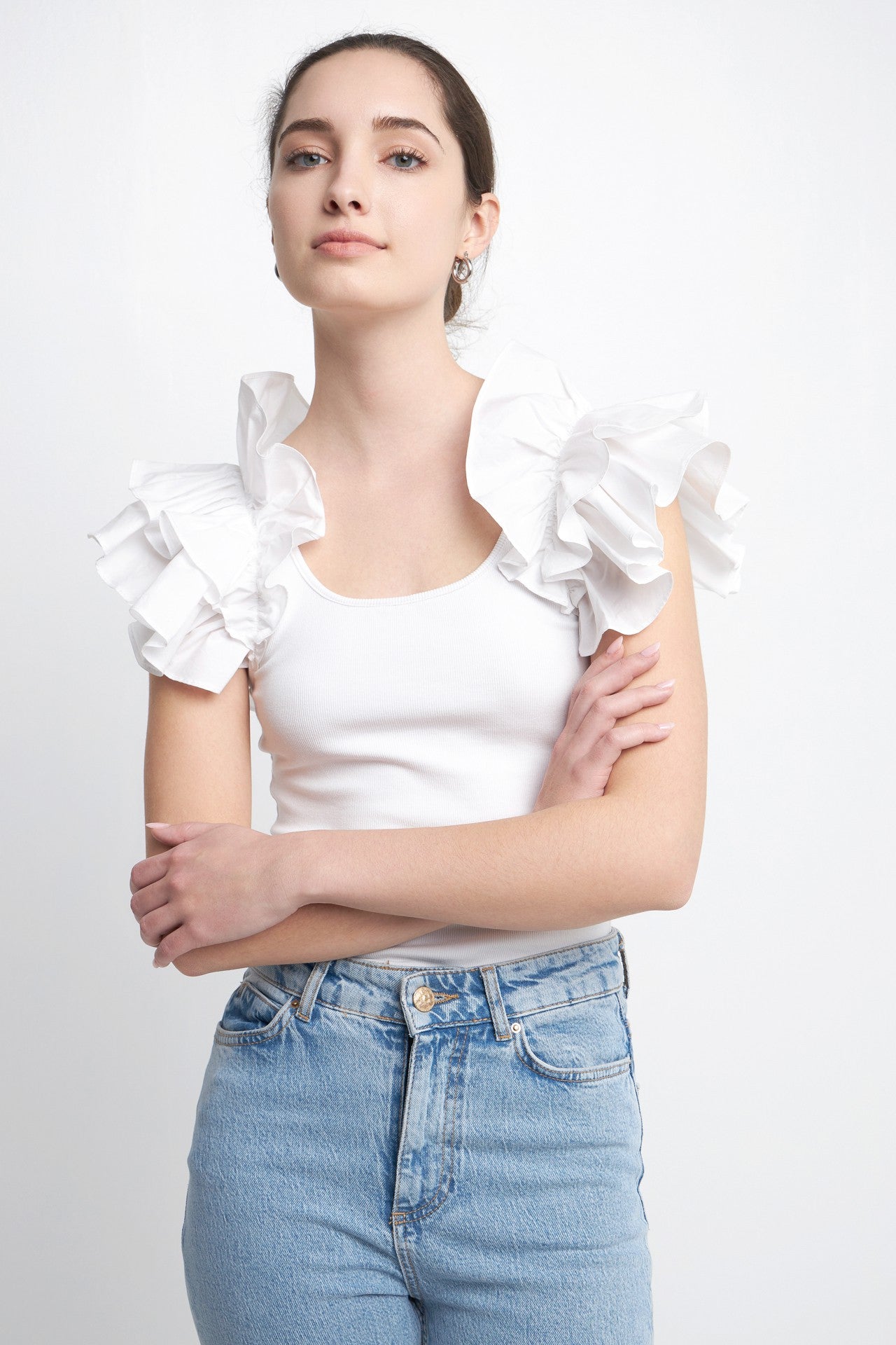 English factory ruffled rib top