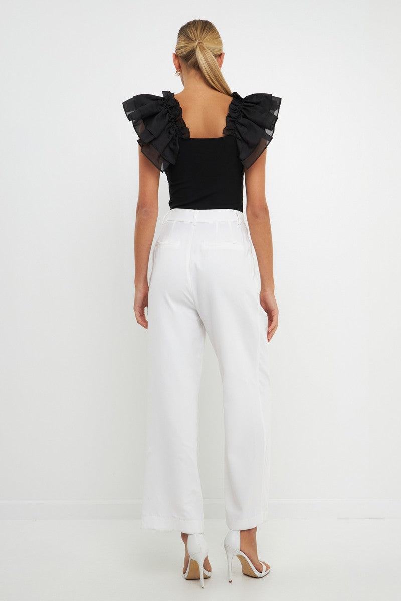 ORGANZA RUFFLE SLEEVE TOP