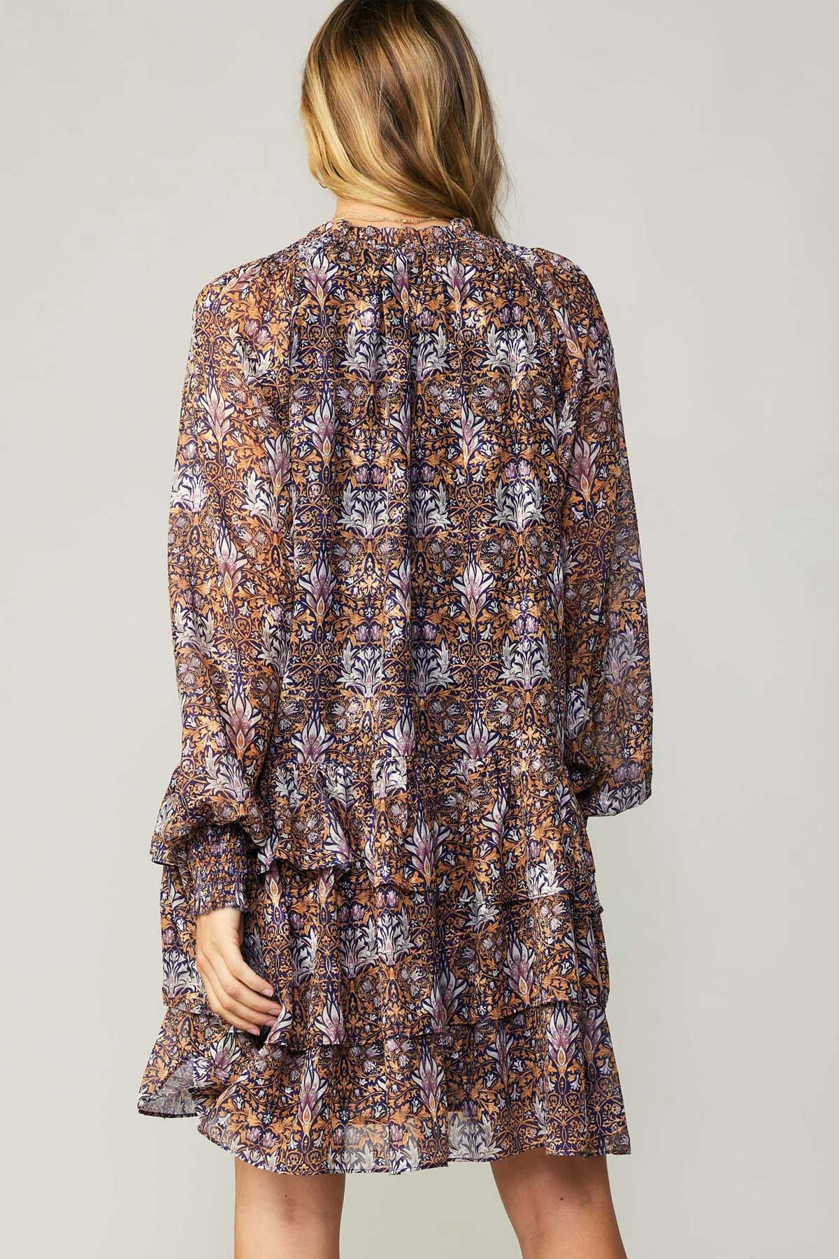 RUFFLE LONG SLEEVE MINI DRESS