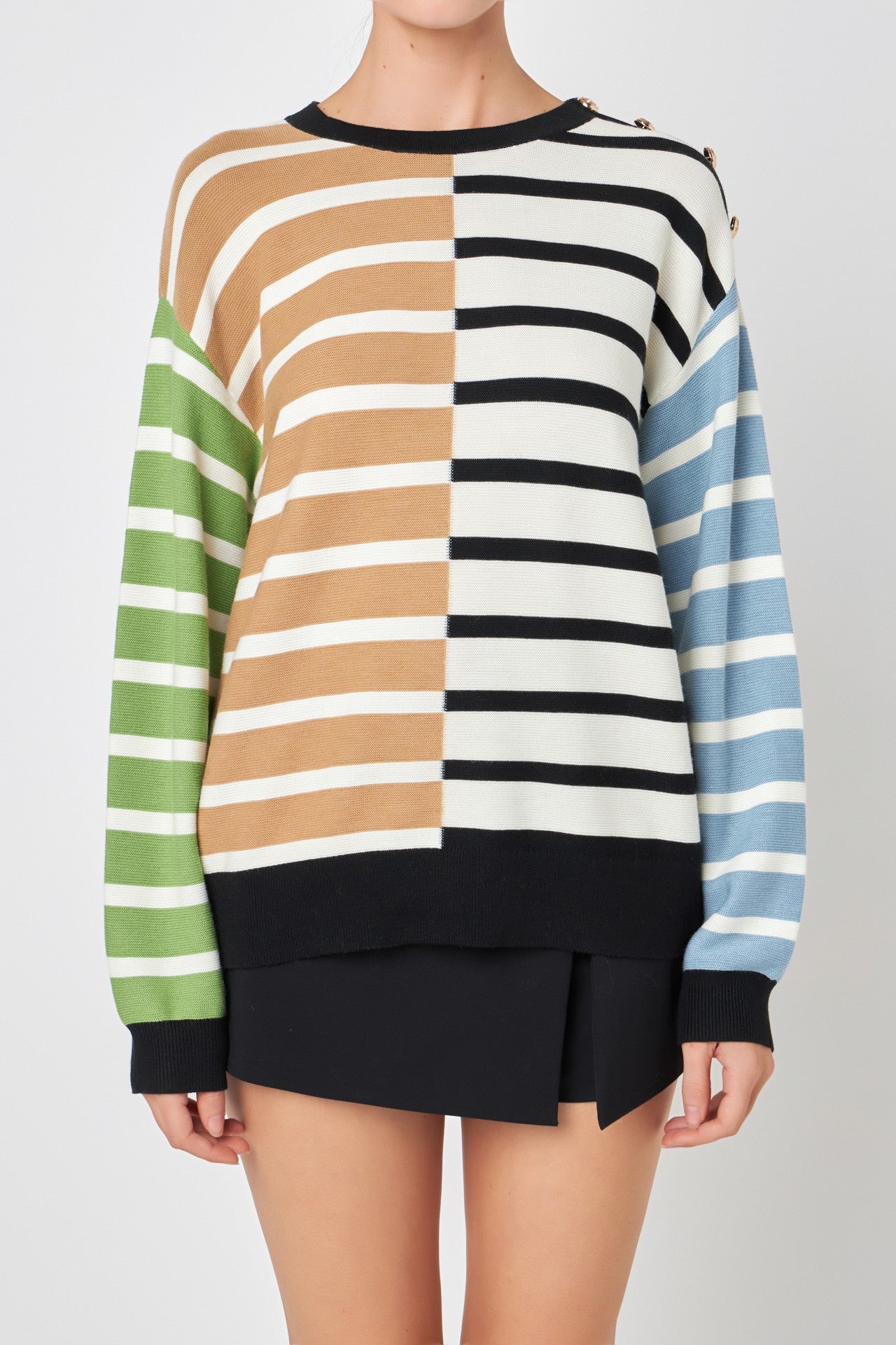 STRIPED COMBO SWEATER