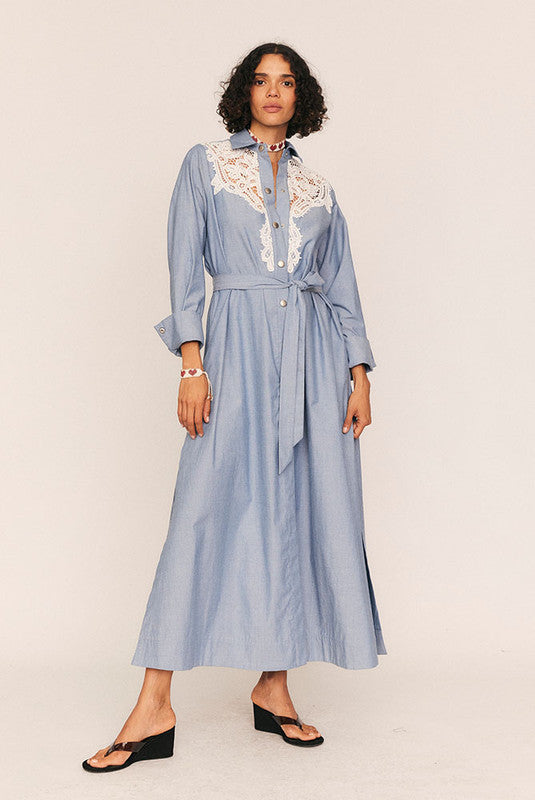 CROCHET DENIM MAXI