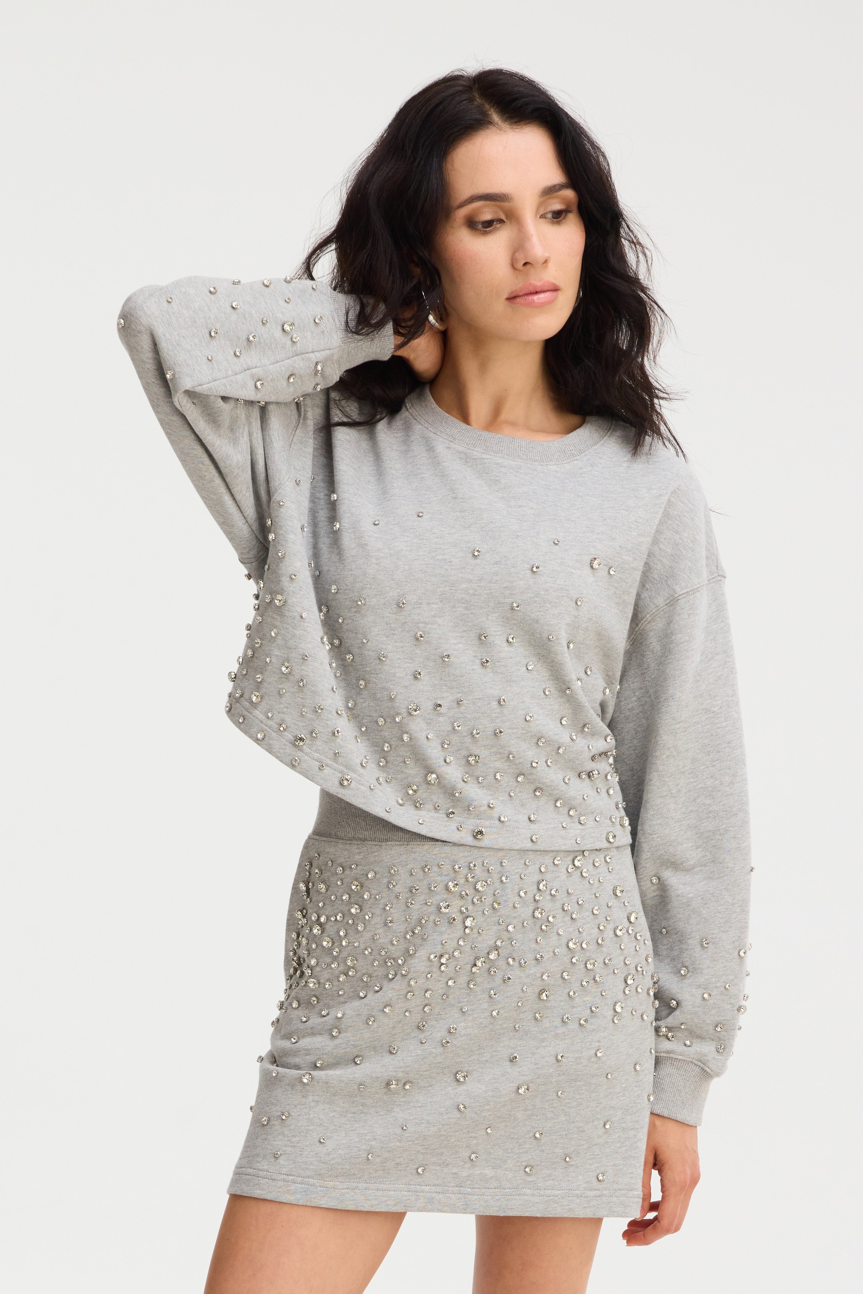 RHINESTONE CROPPED PULLOVER