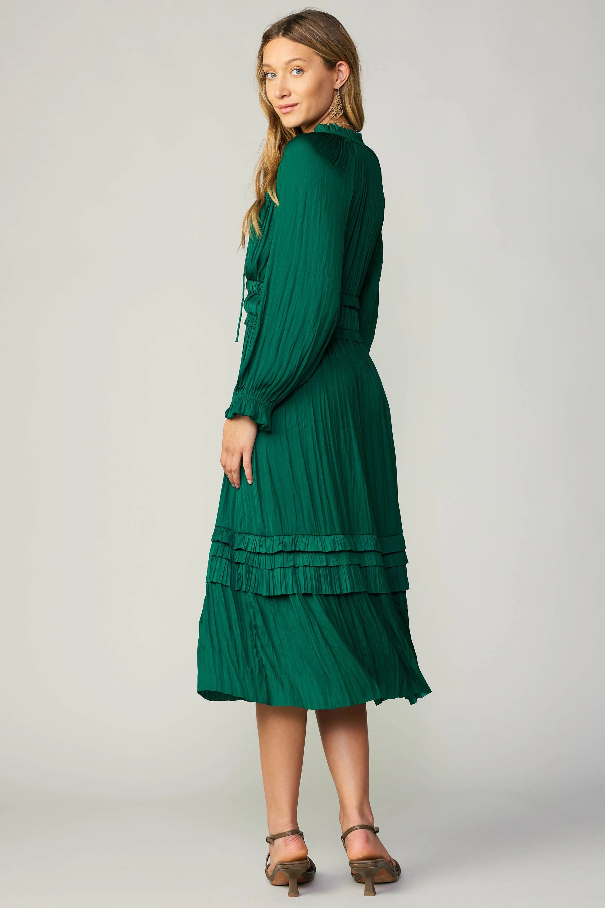 EMERALD LONG SLEEVE MIDI DRESS