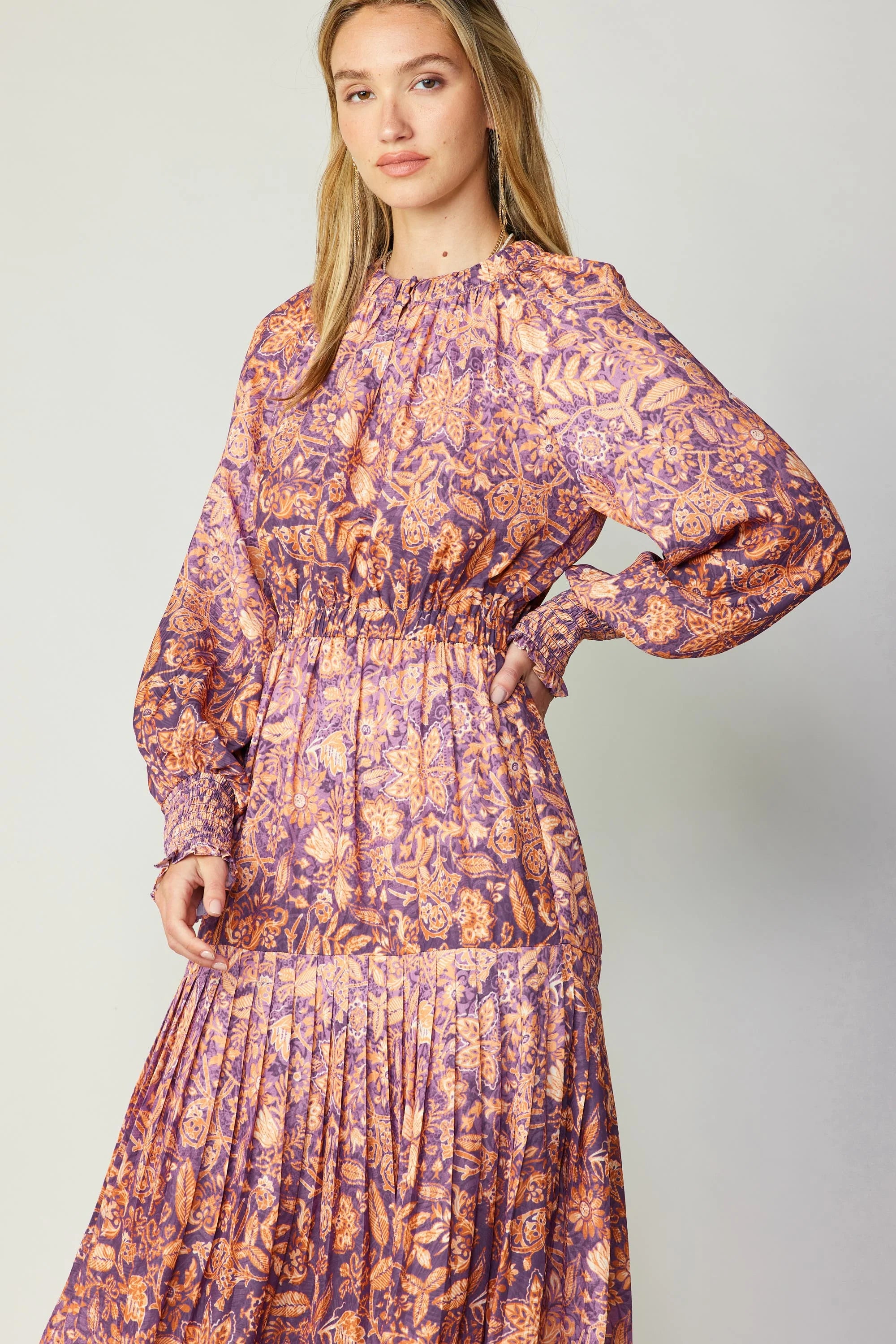 ORANGE PURPLE MIDI DRESS