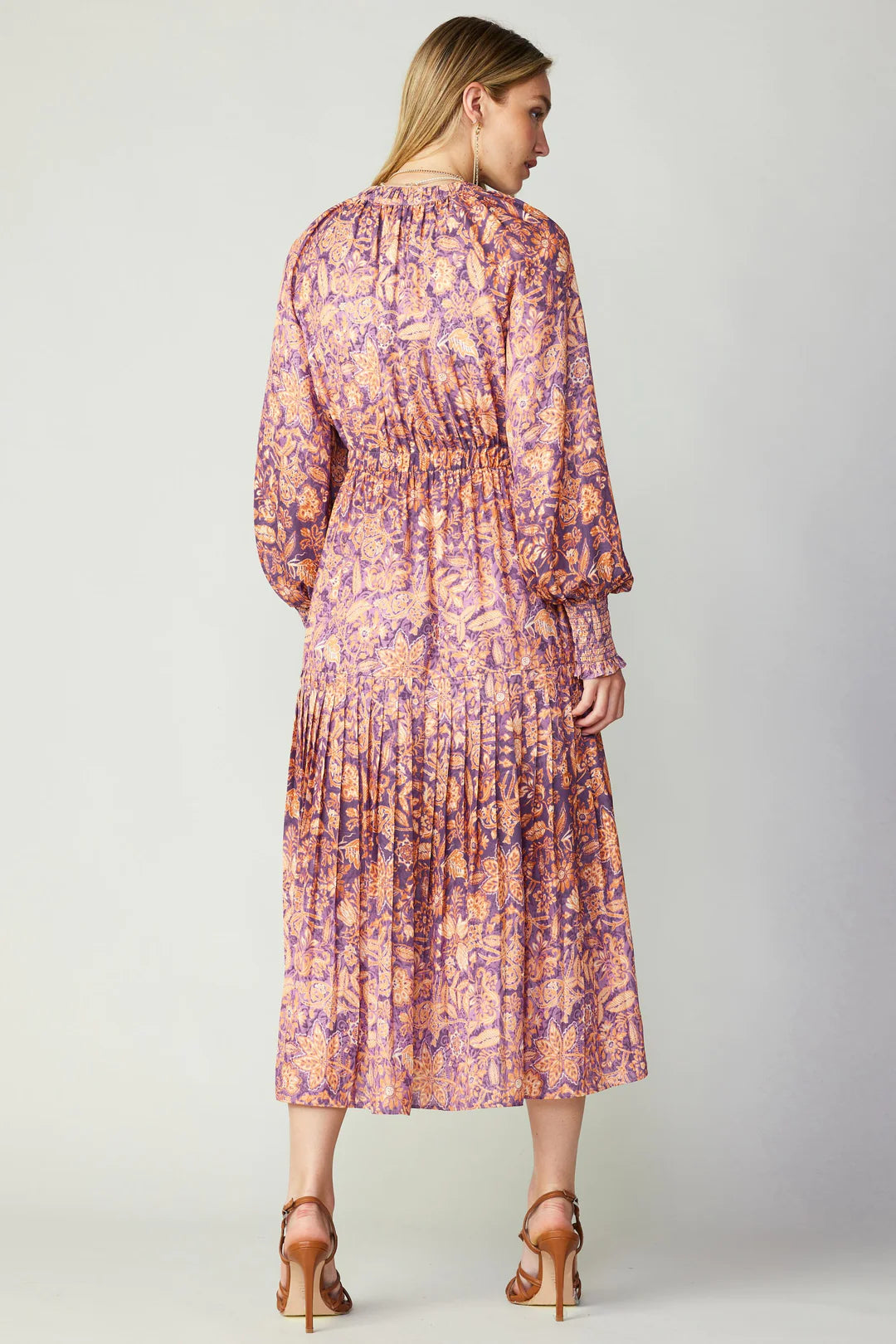 ORANGE PURPLE MIDI DRESS