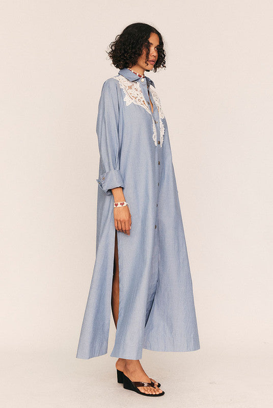 CROCHET DENIM MAXI