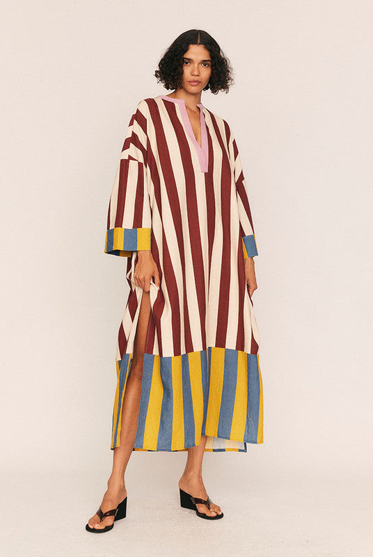 STRIPE KAFTAN DRESS
