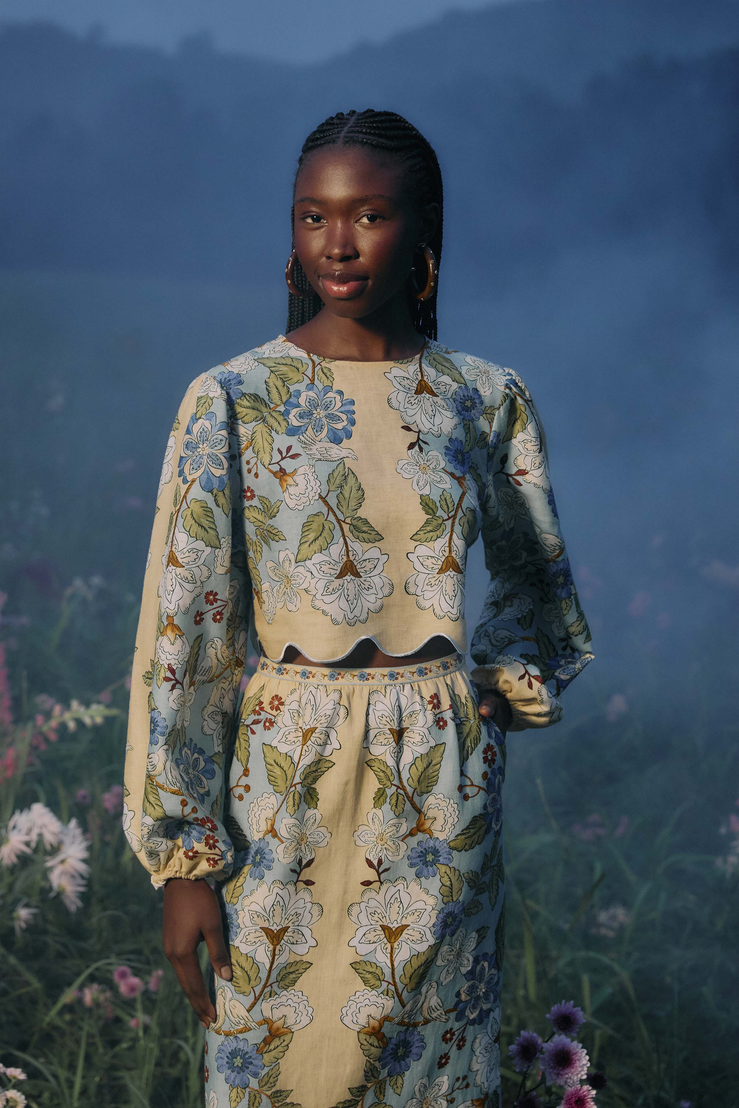 GARDEN SCARF LS BLOUSE