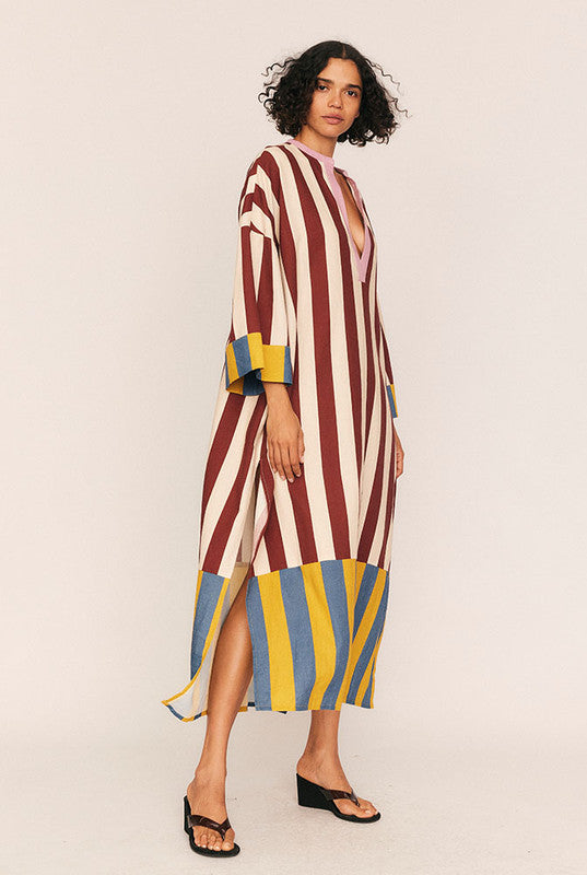 STRIPE KAFTAN DRESS