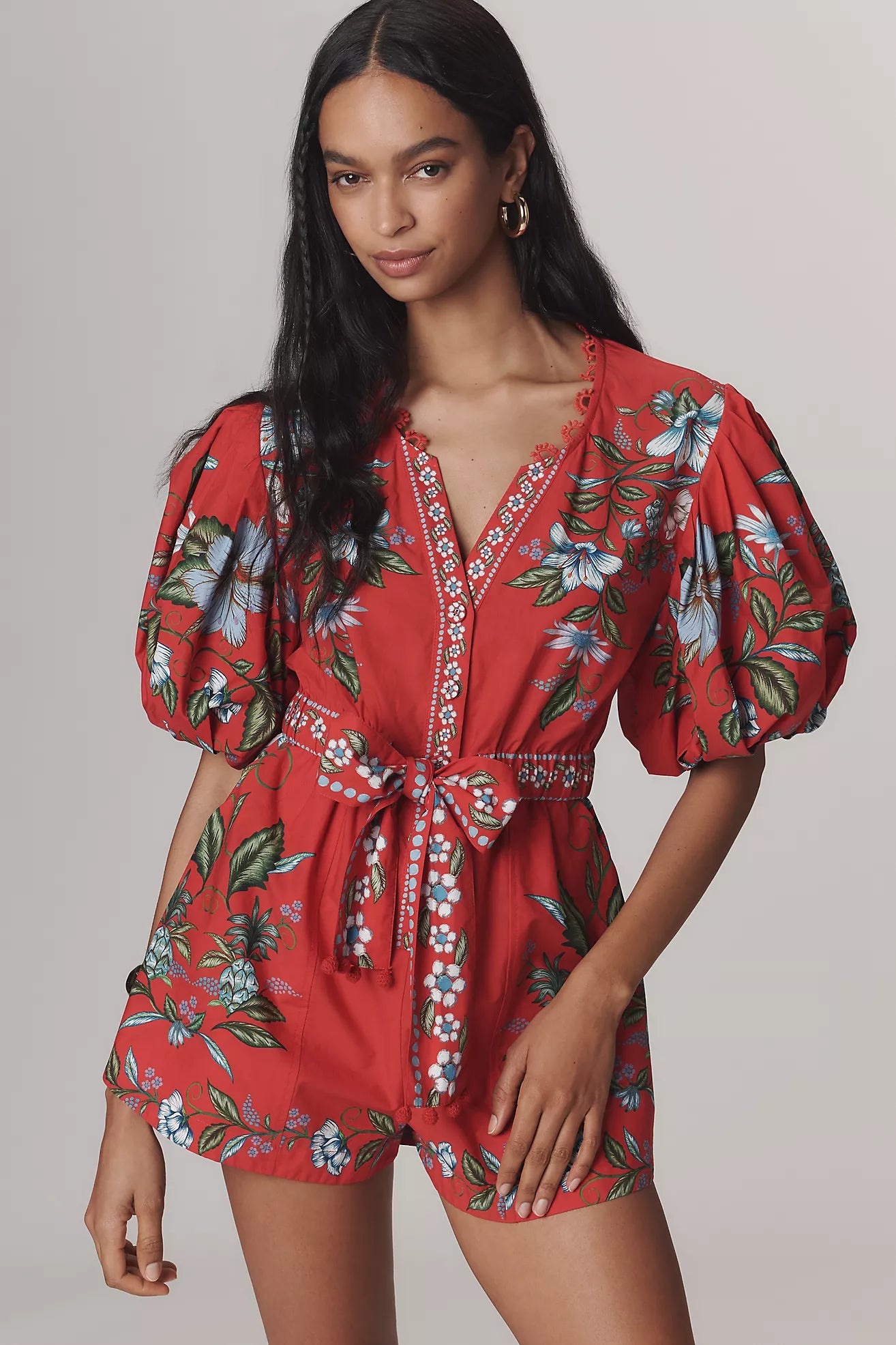 SWEET BLOOM BOUQUET RED ROMPER