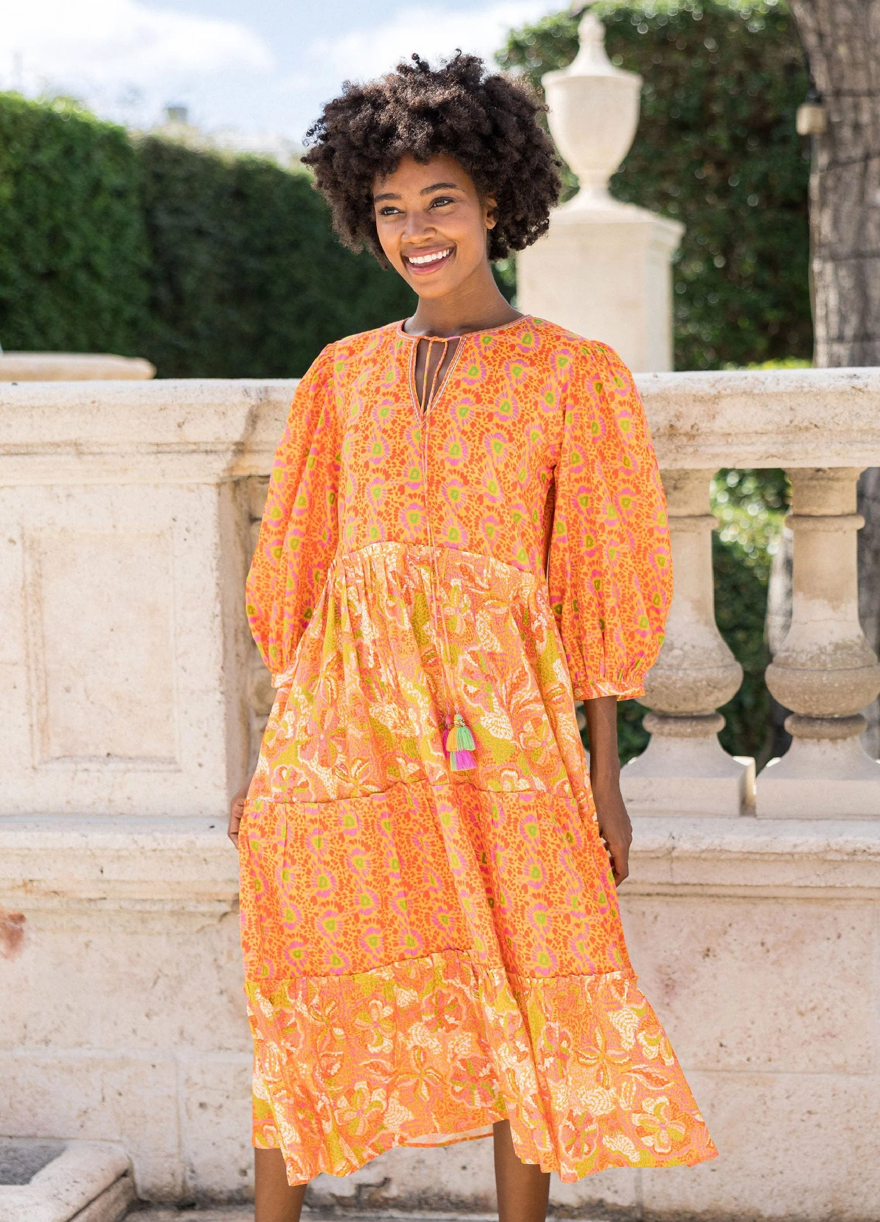 MIXED PRINT CITRUS DRESS
