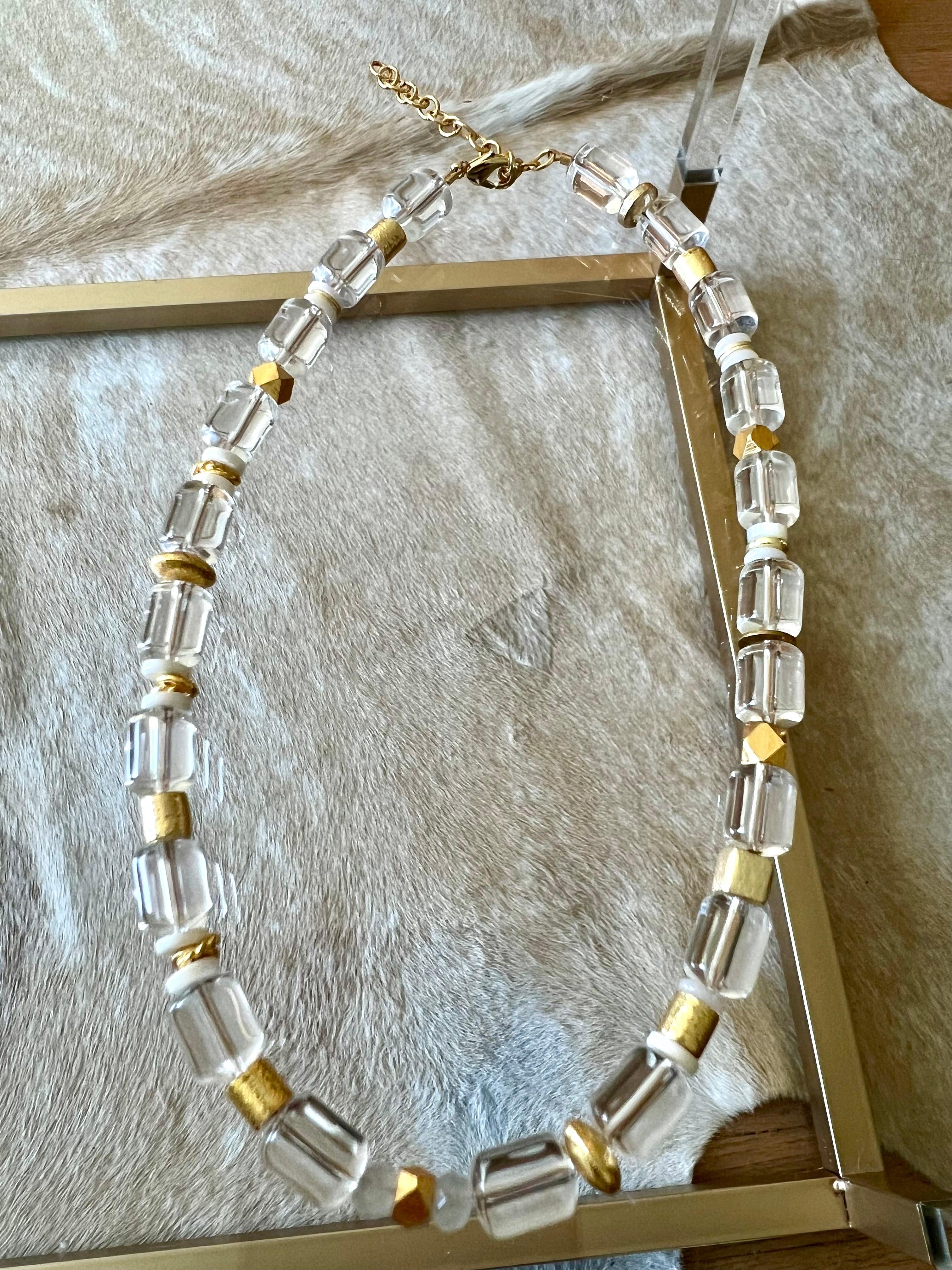 Clear Quartz and Gold Necklace