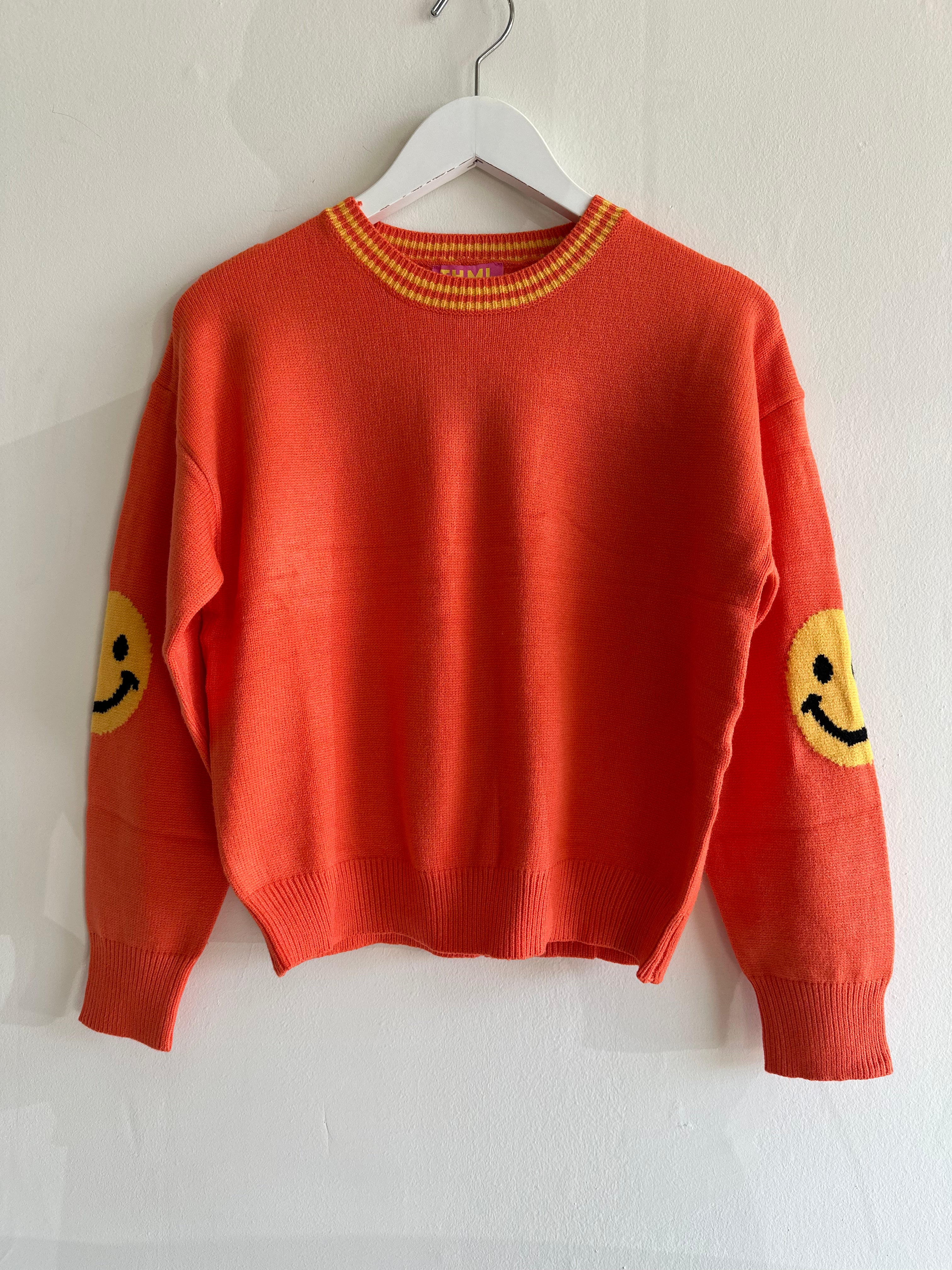 SMILEY SLEEVE KNIT SWEATER