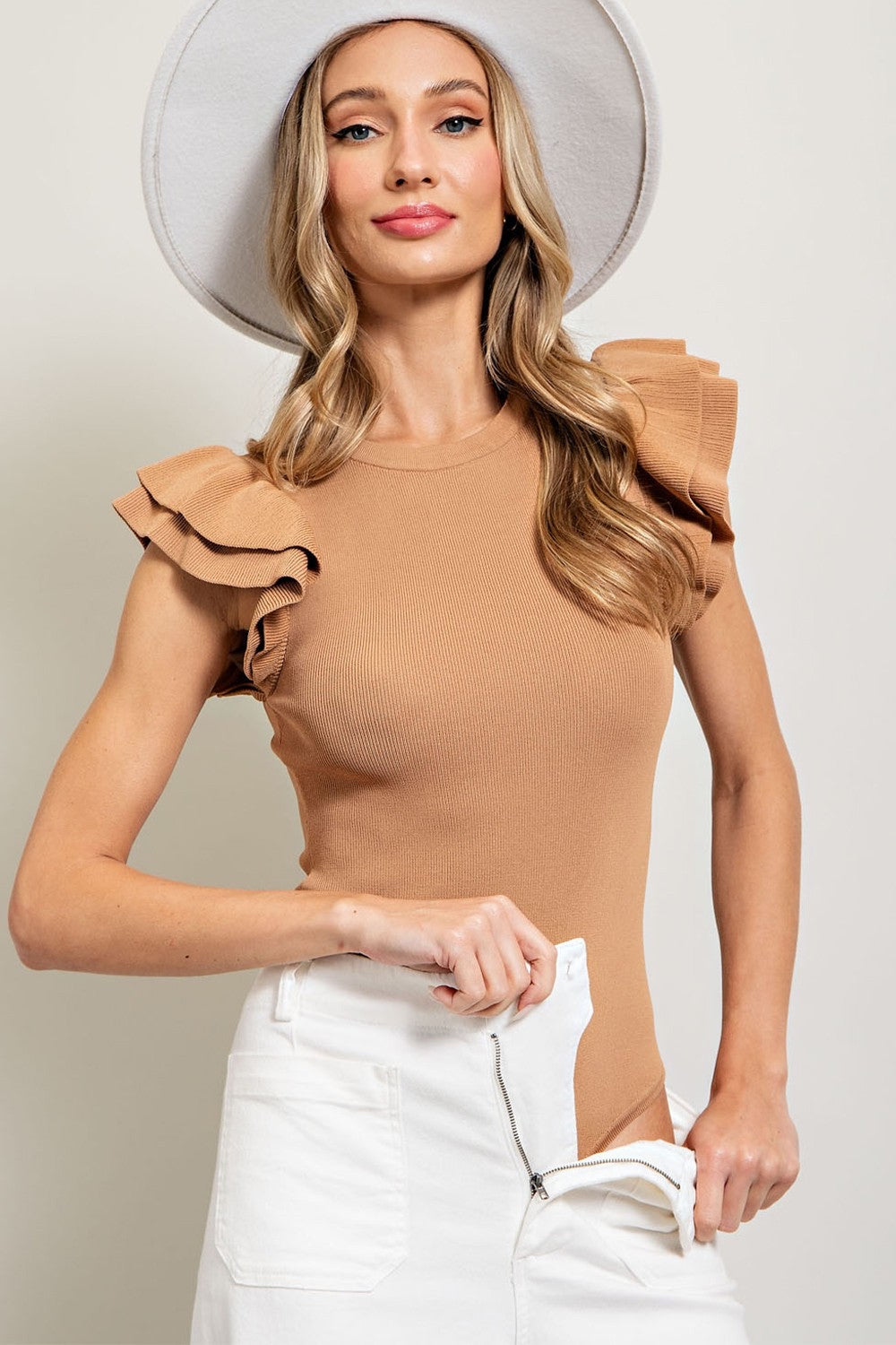 RUFFLE SLEEVE BODYSUIT