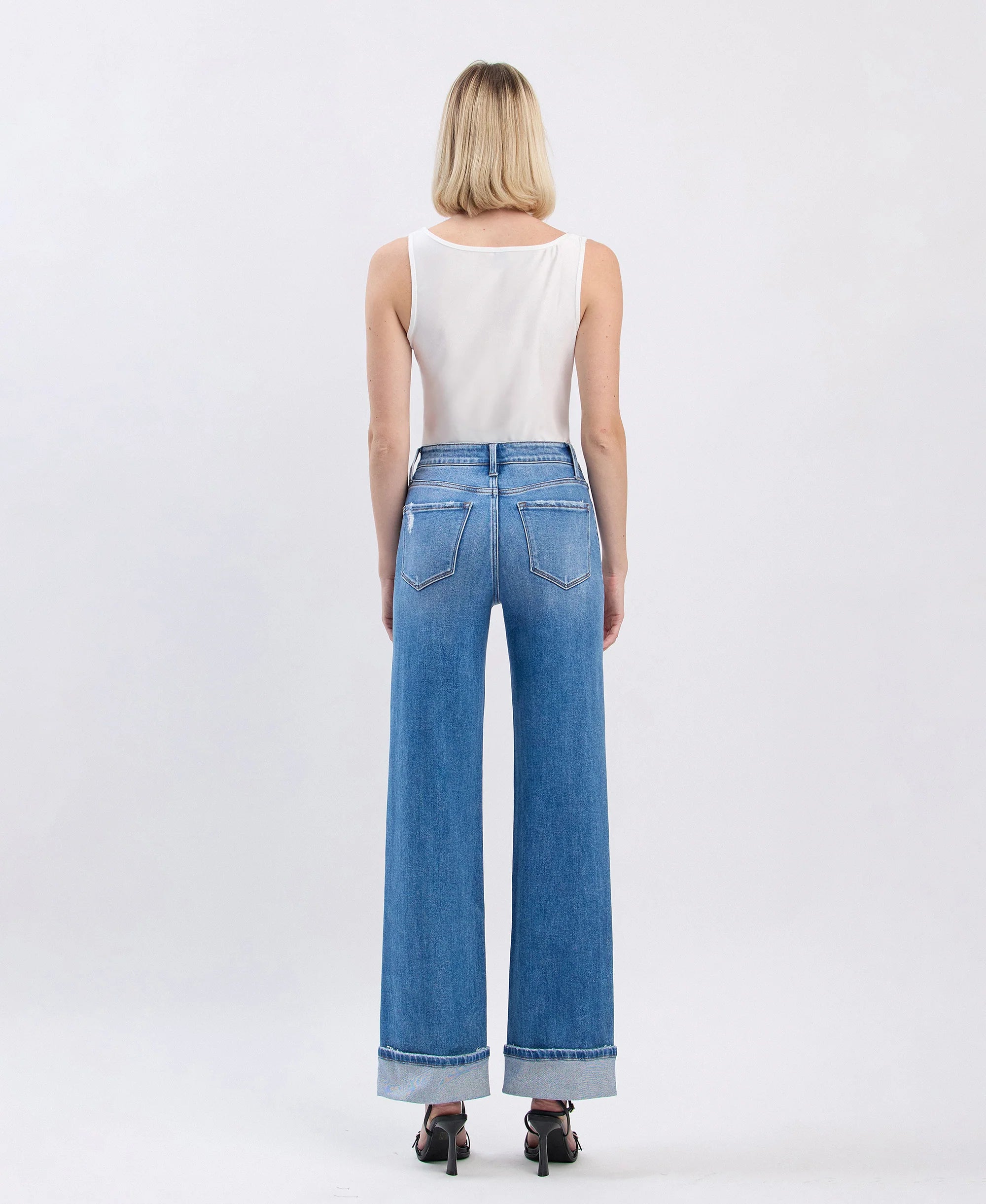 HIGH RISE CUFFED DENIM