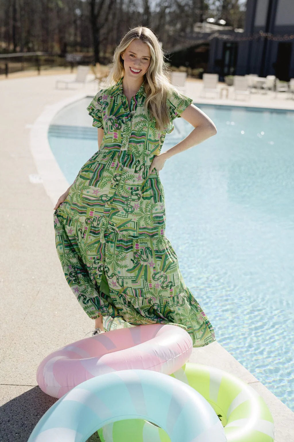 FRENCHI DRESS IN SUMMER GREEN