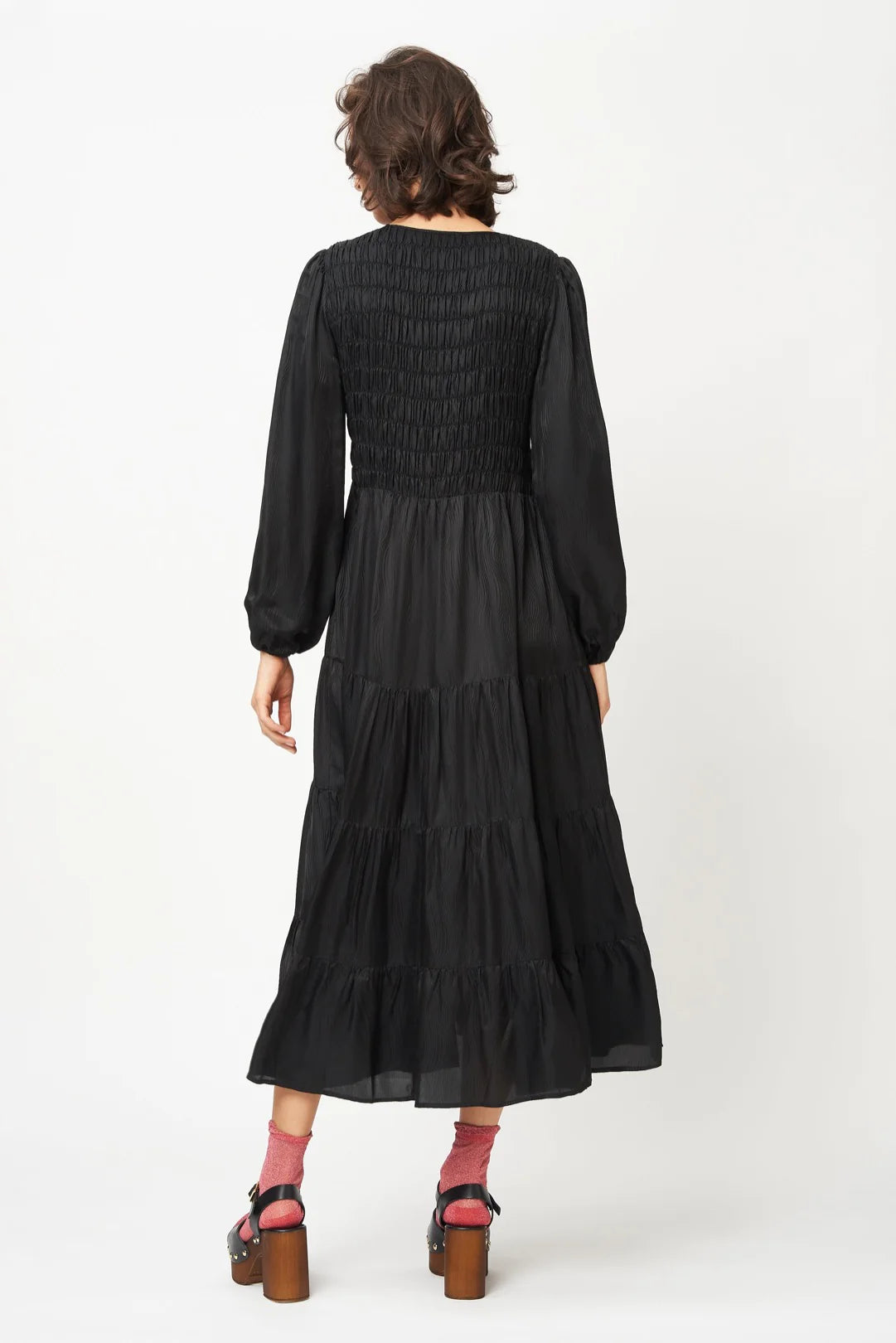 SHIRRED TIERED DRESS