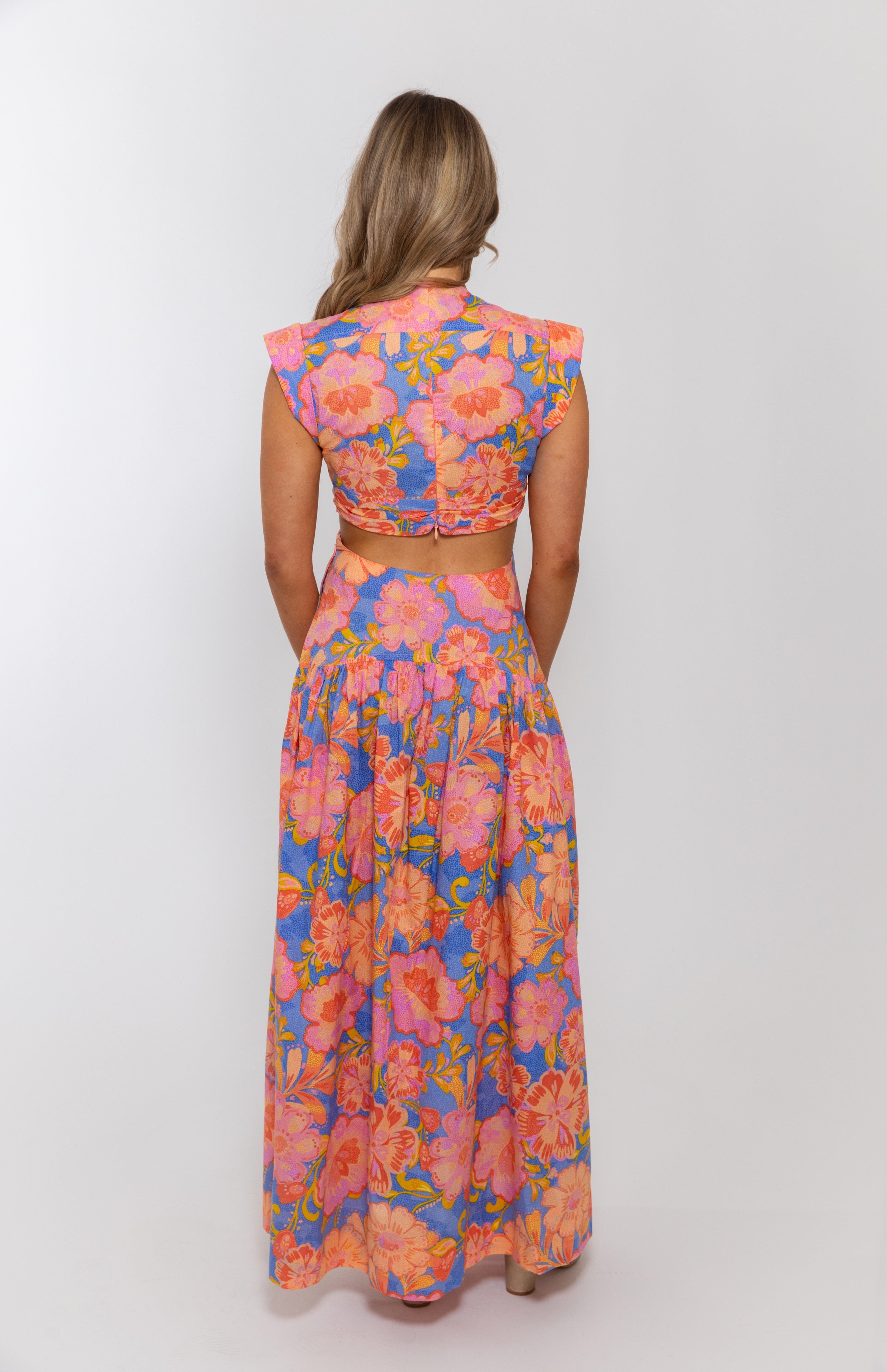 FLORAL POPLIN KNOT MAXI DRESS
