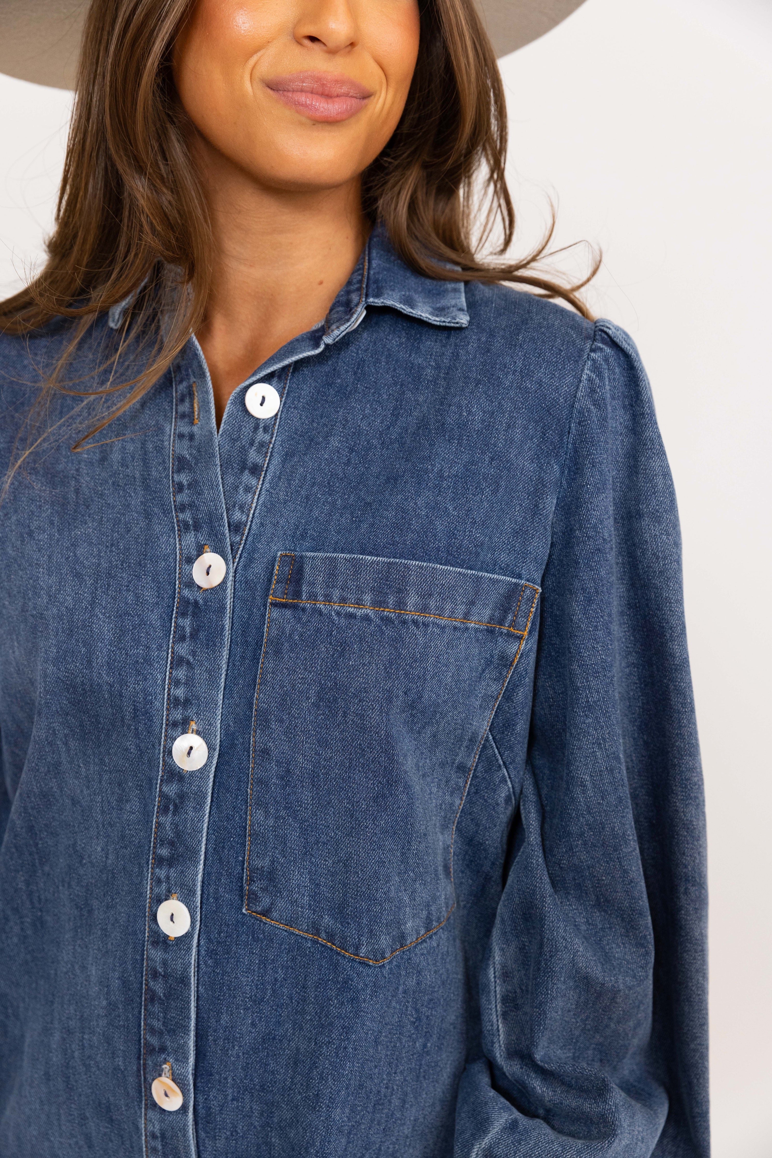 DENIM POCKET ROMPER PLAYSUIT