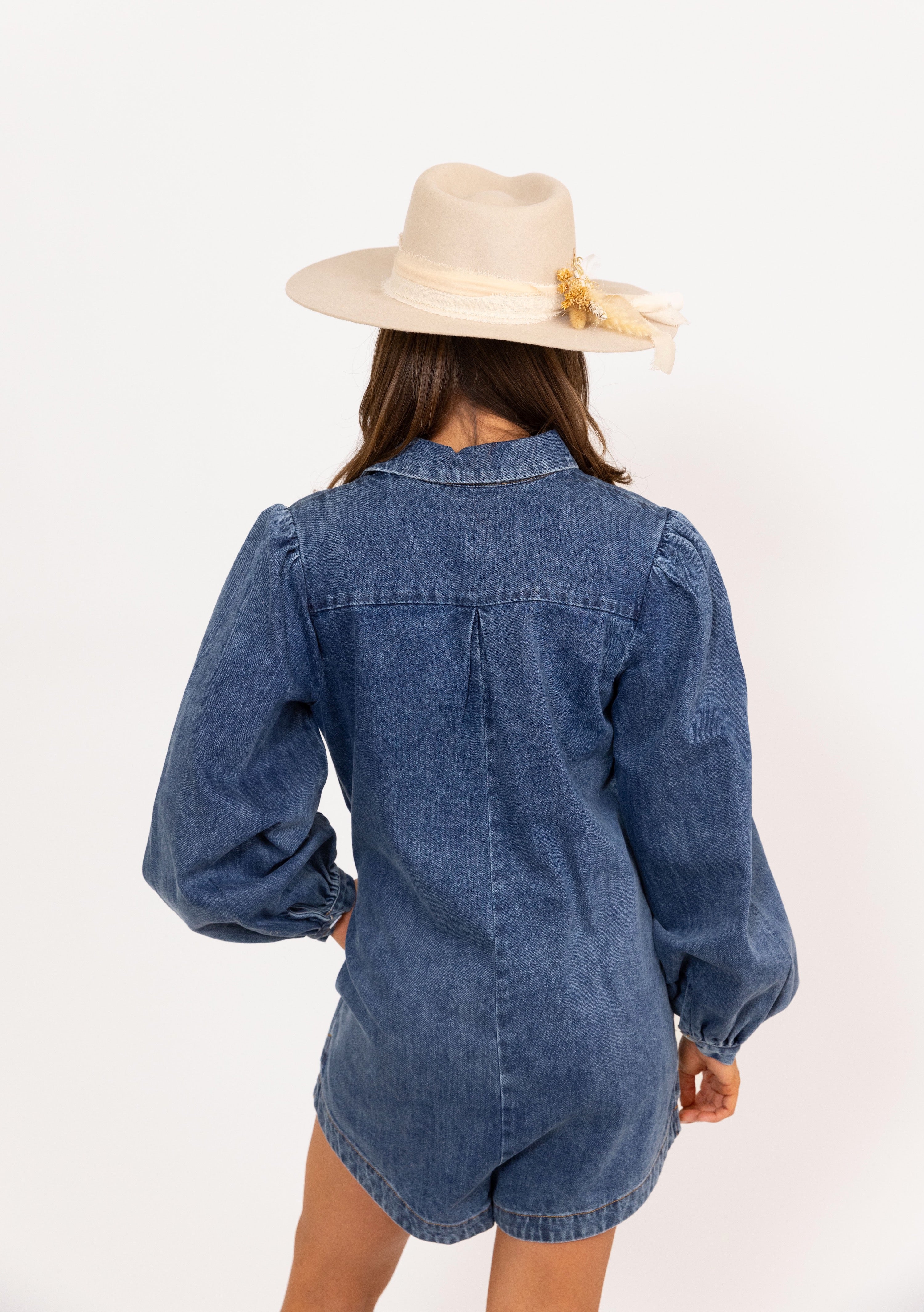 DENIM POCKET ROMPER PLAYSUIT