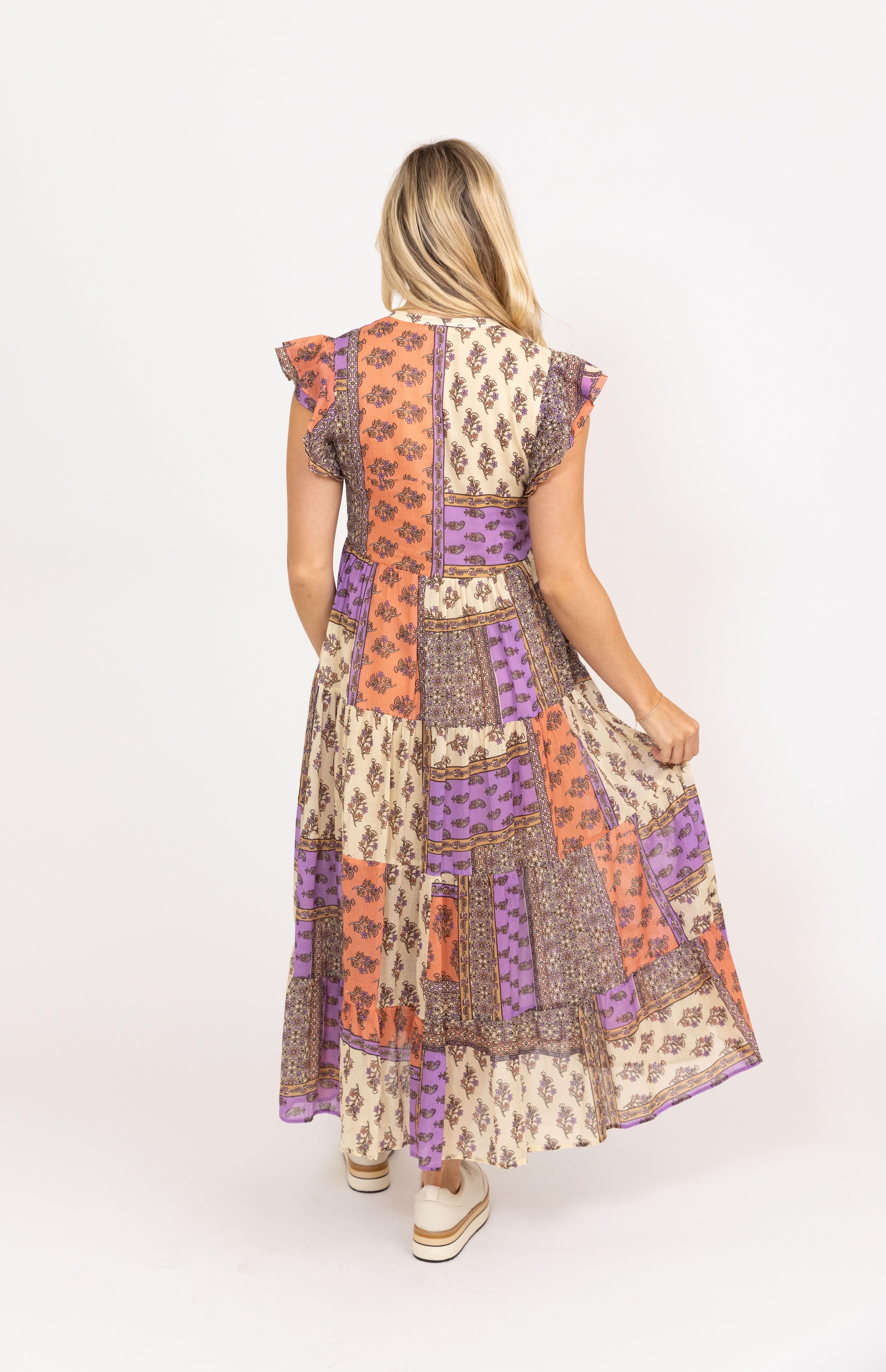 FLORAL PAISLEY TIER MAXI DRESS