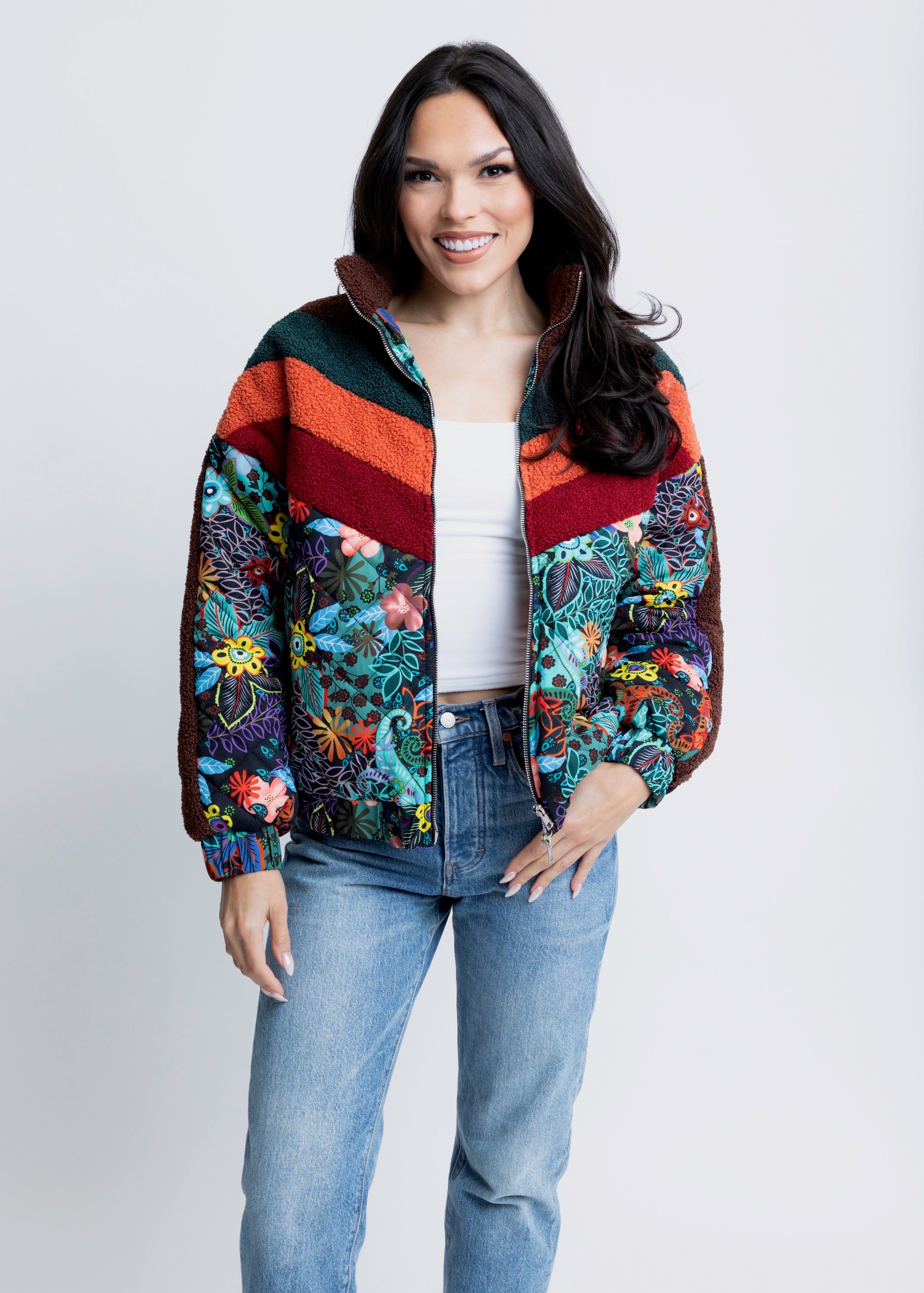 NOVELTY CHEVRON PUFFER JACKET