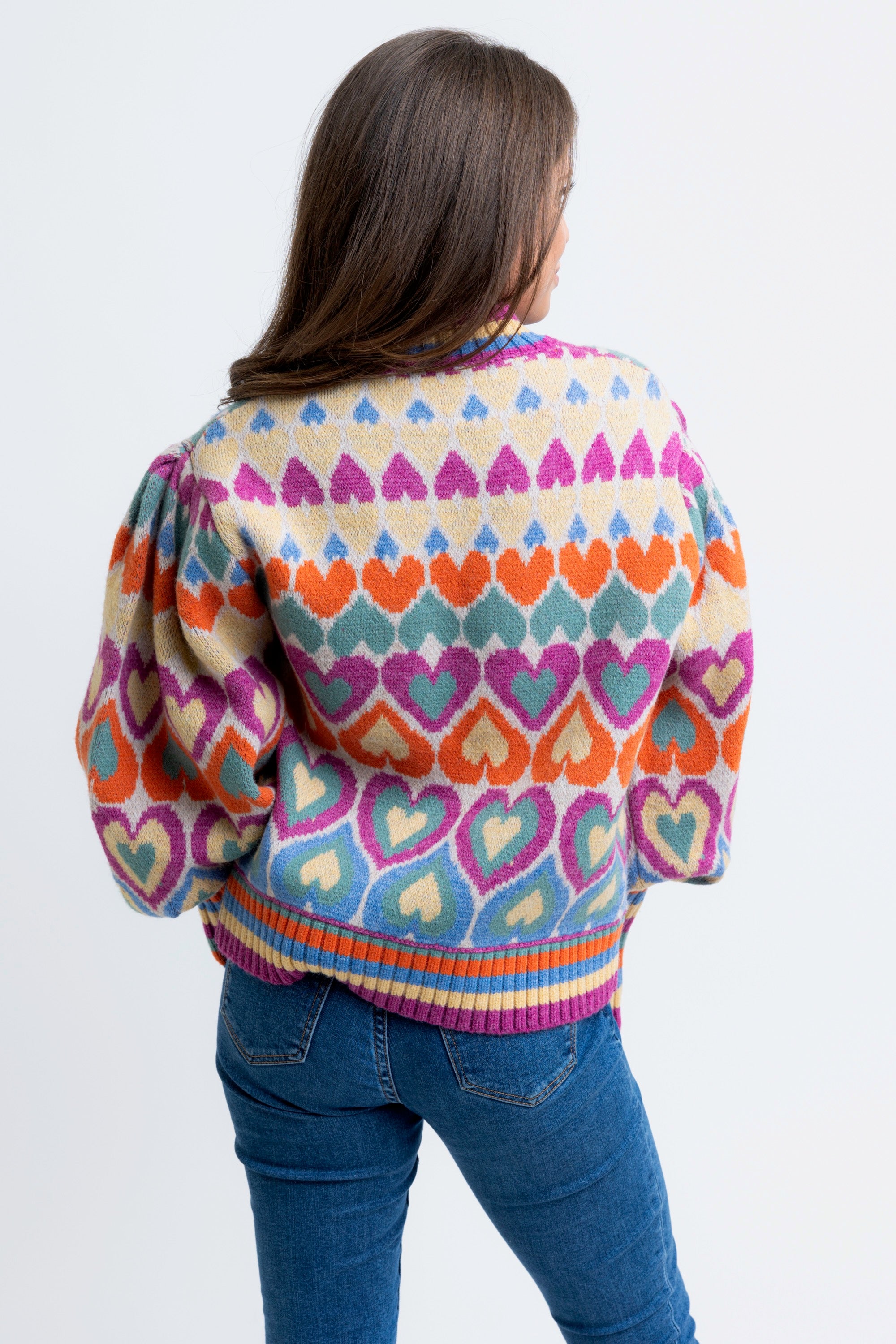 MULTI HEART NOVELTY SWEATER