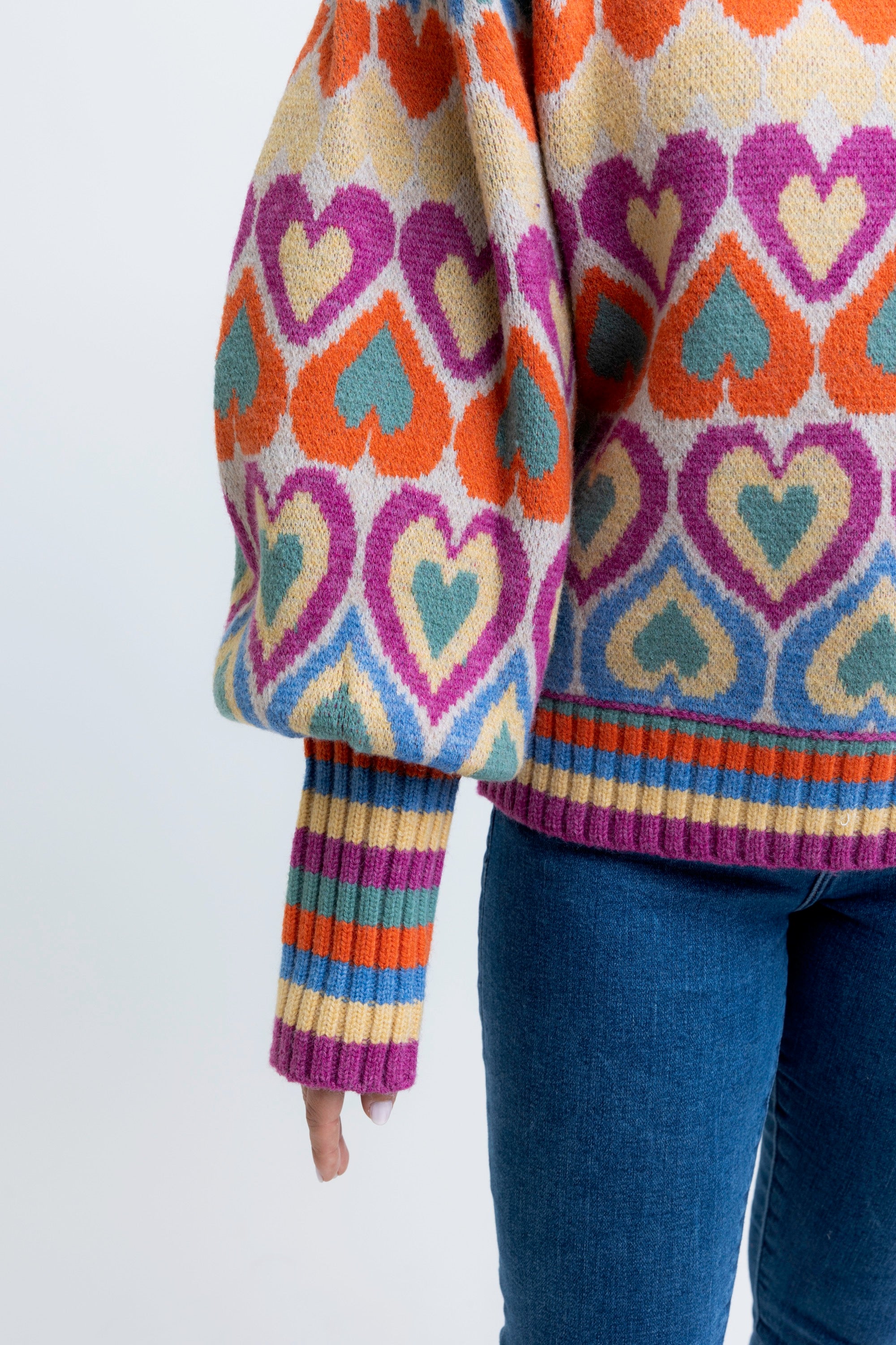 MULTI HEART NOVELTY SWEATER